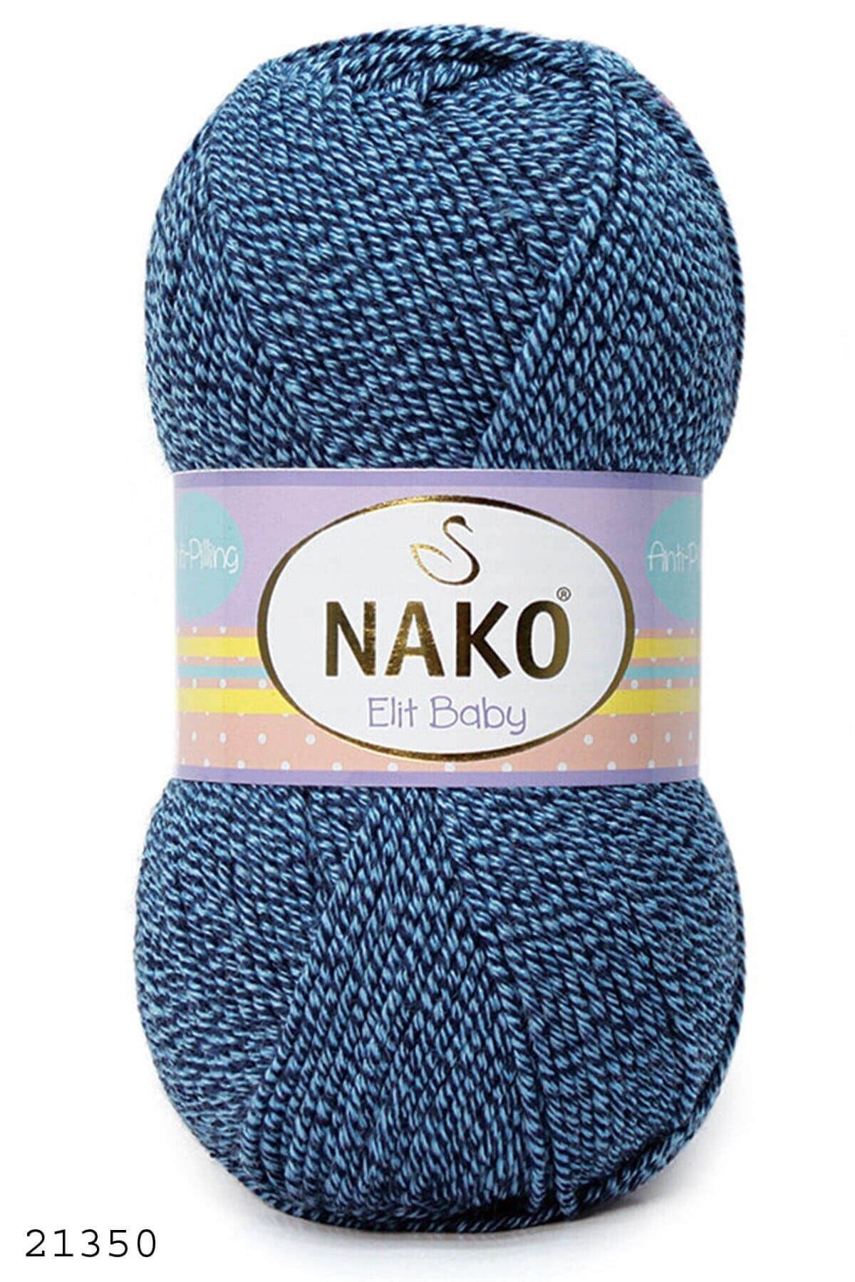 Nako Elit Baby (anti-pilling) El Örgü Ipi Ipliği Yünü Renk Kodu:21350 Mavi Lacivert Muline