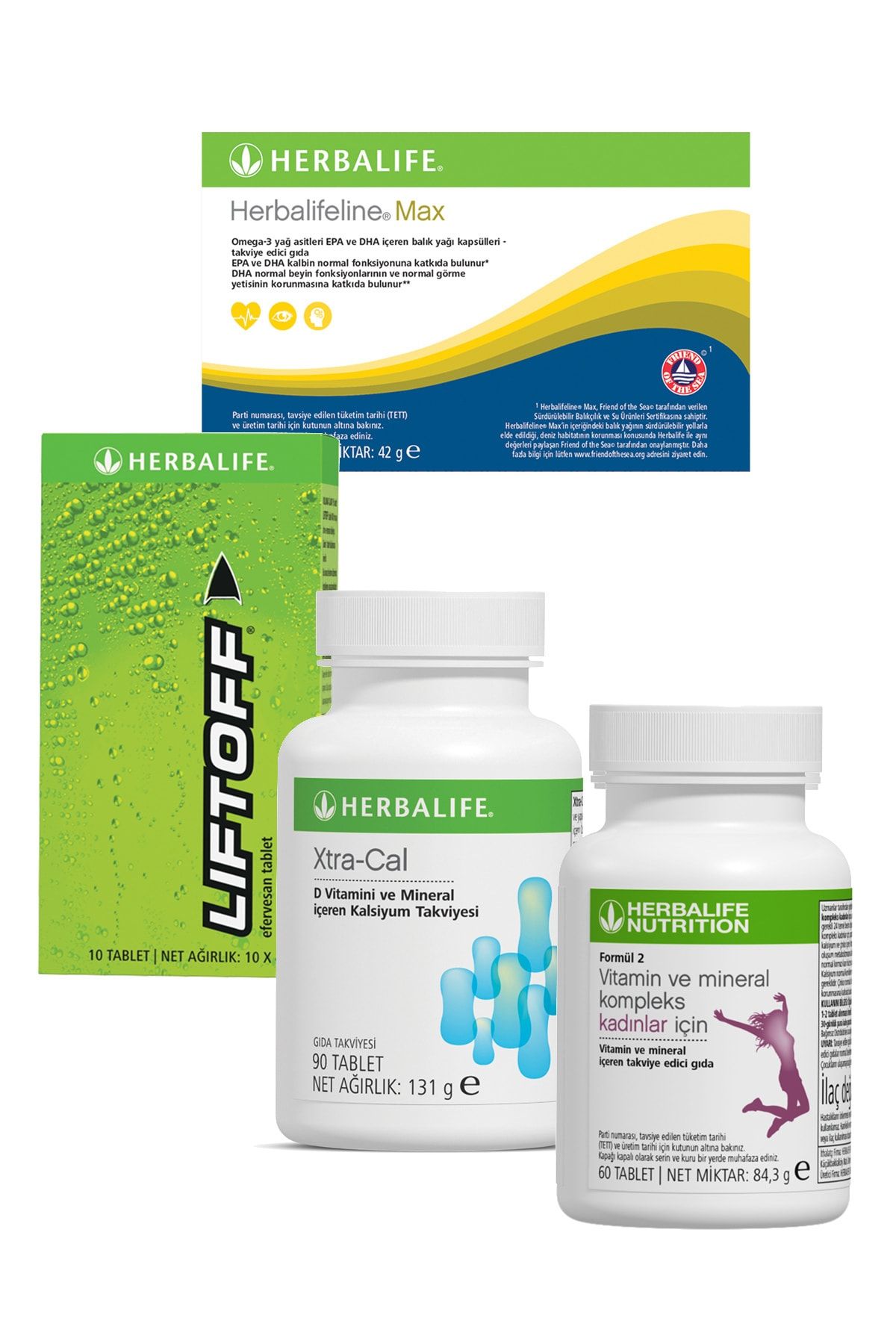 Herbalife Vitamin Paketi Kadın Vitamini+xtra-cal+balık Yağı Omega 3+liftoff Enerji Içeceği