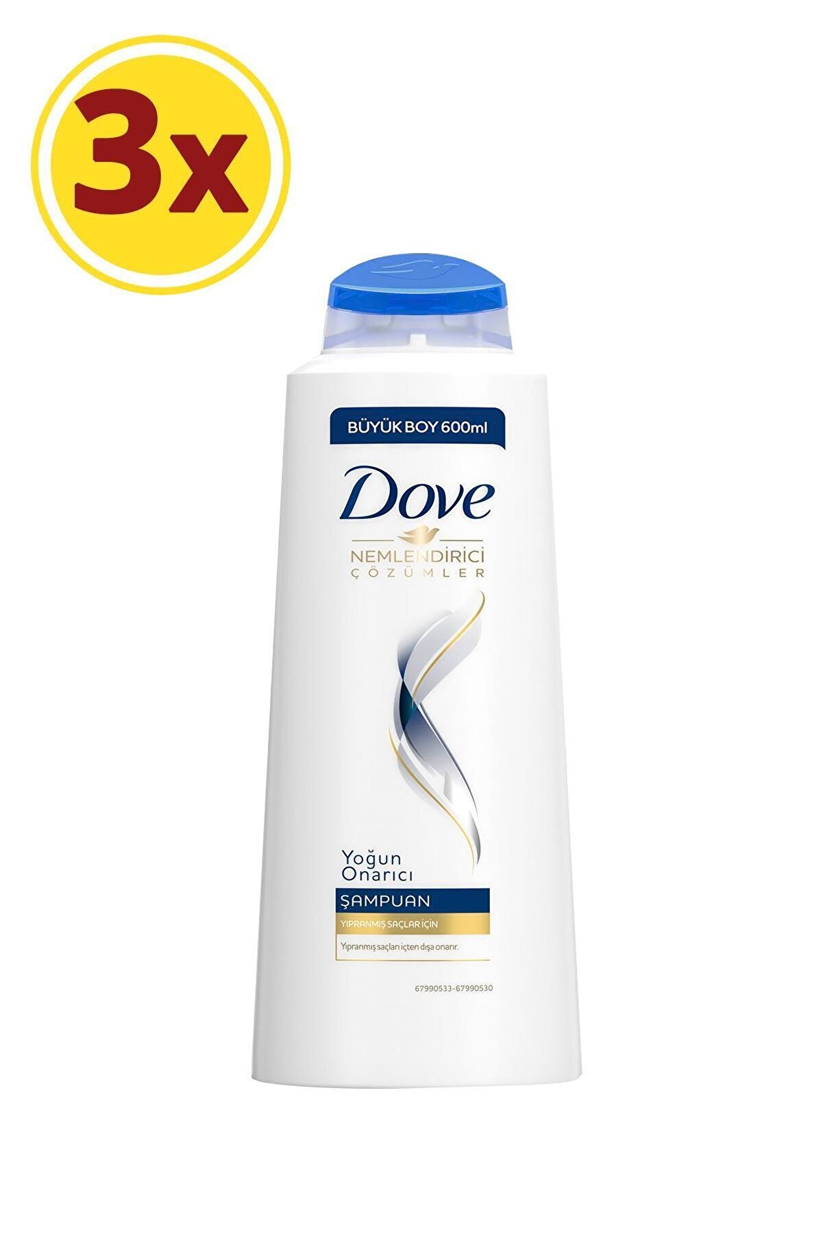 Dove Yoğun Onarıcı Saç Bakım Şampuanı 600 ml X3