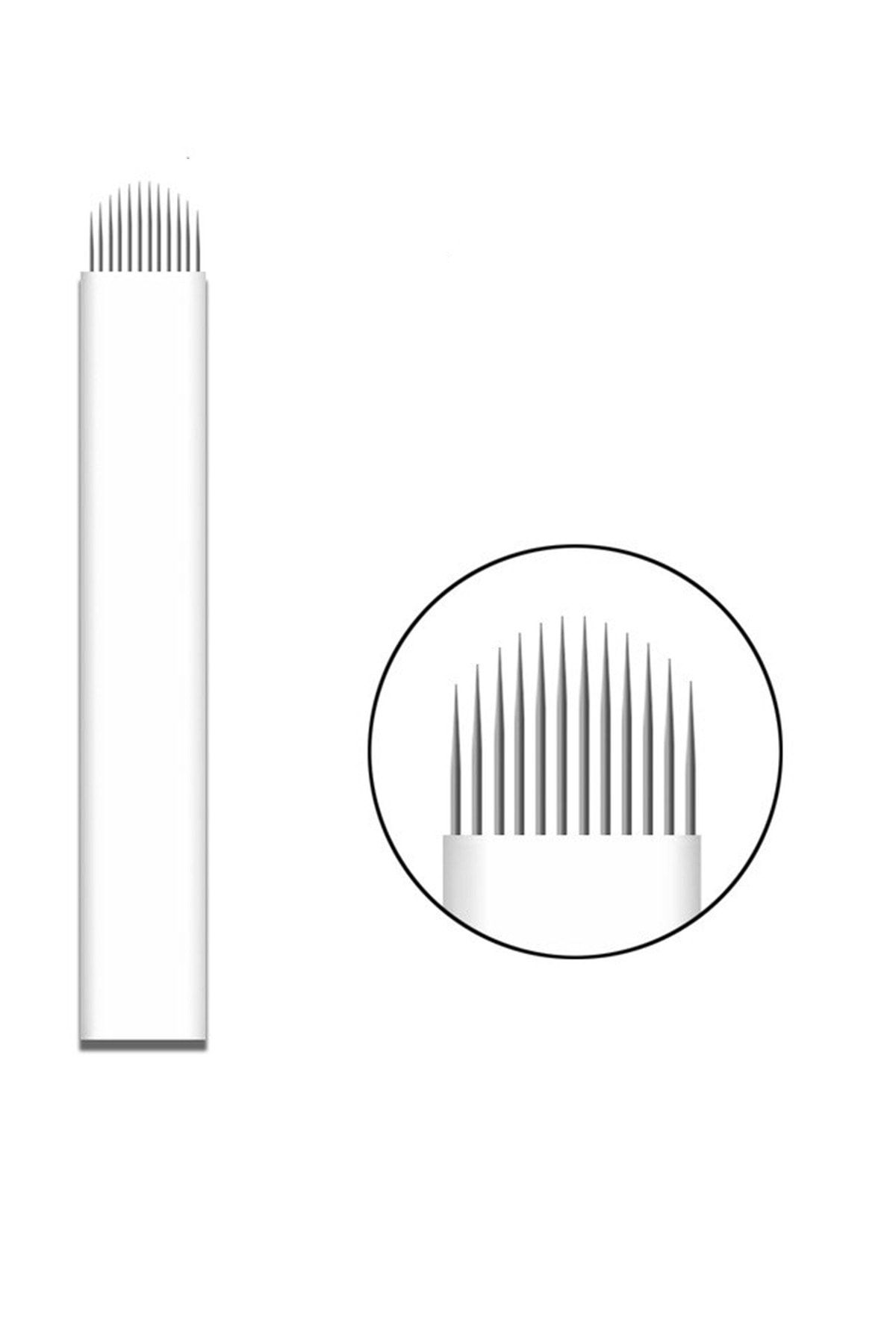 Lalvolin 12 U Pin Microblading İğnesi 12 Numara 0.25mm Beyaz Blades 10 Adet