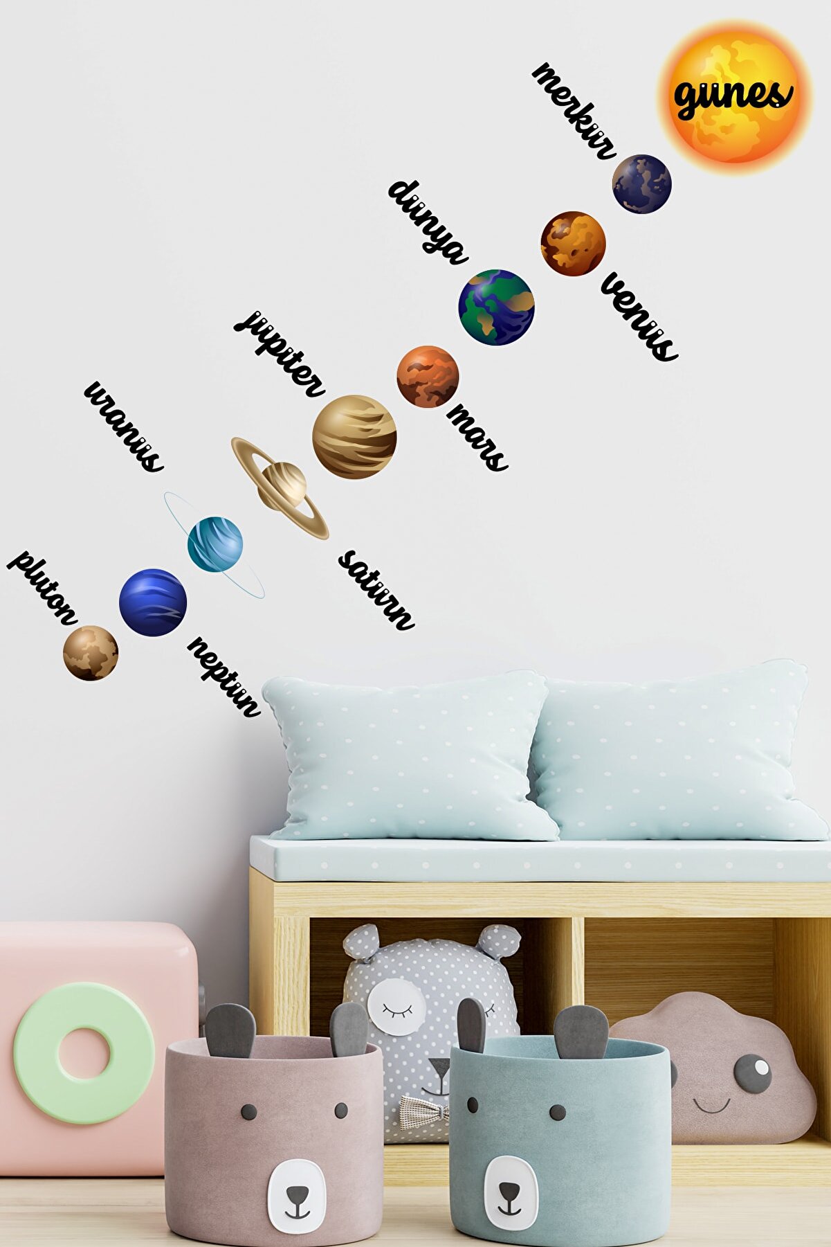 Tilki Dünyası Güneş Sistemi Gezegenler Model 5  Dekoratif Sticker