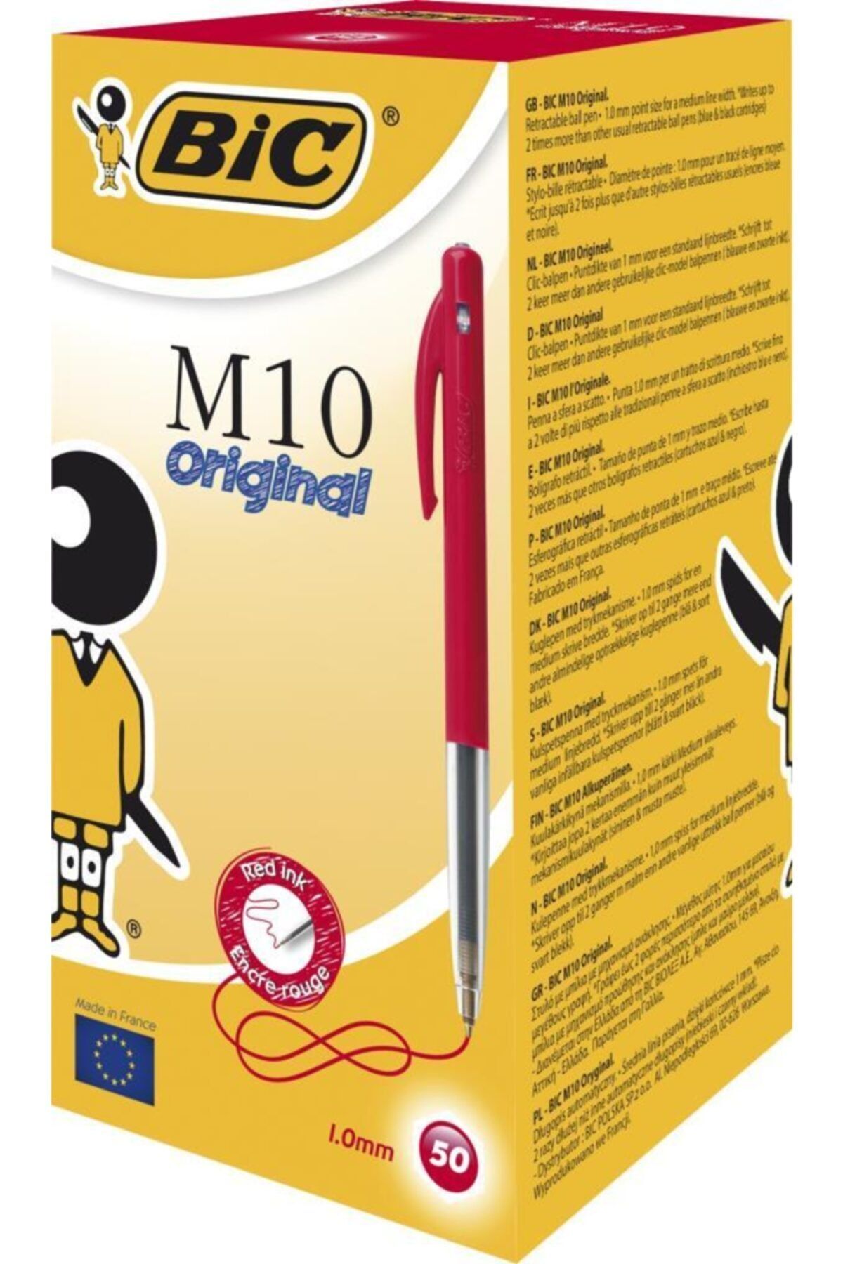 Bic M10 Basmalı Tükenmez Kalem 1,0 Mm Medium Uç Kırmızı (50 Li Kutu) 1199190123
