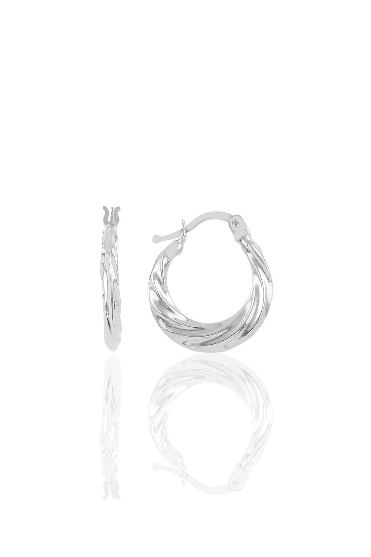 Söğütlü Silver Gümüş Dalgalı Şarnel Küpe