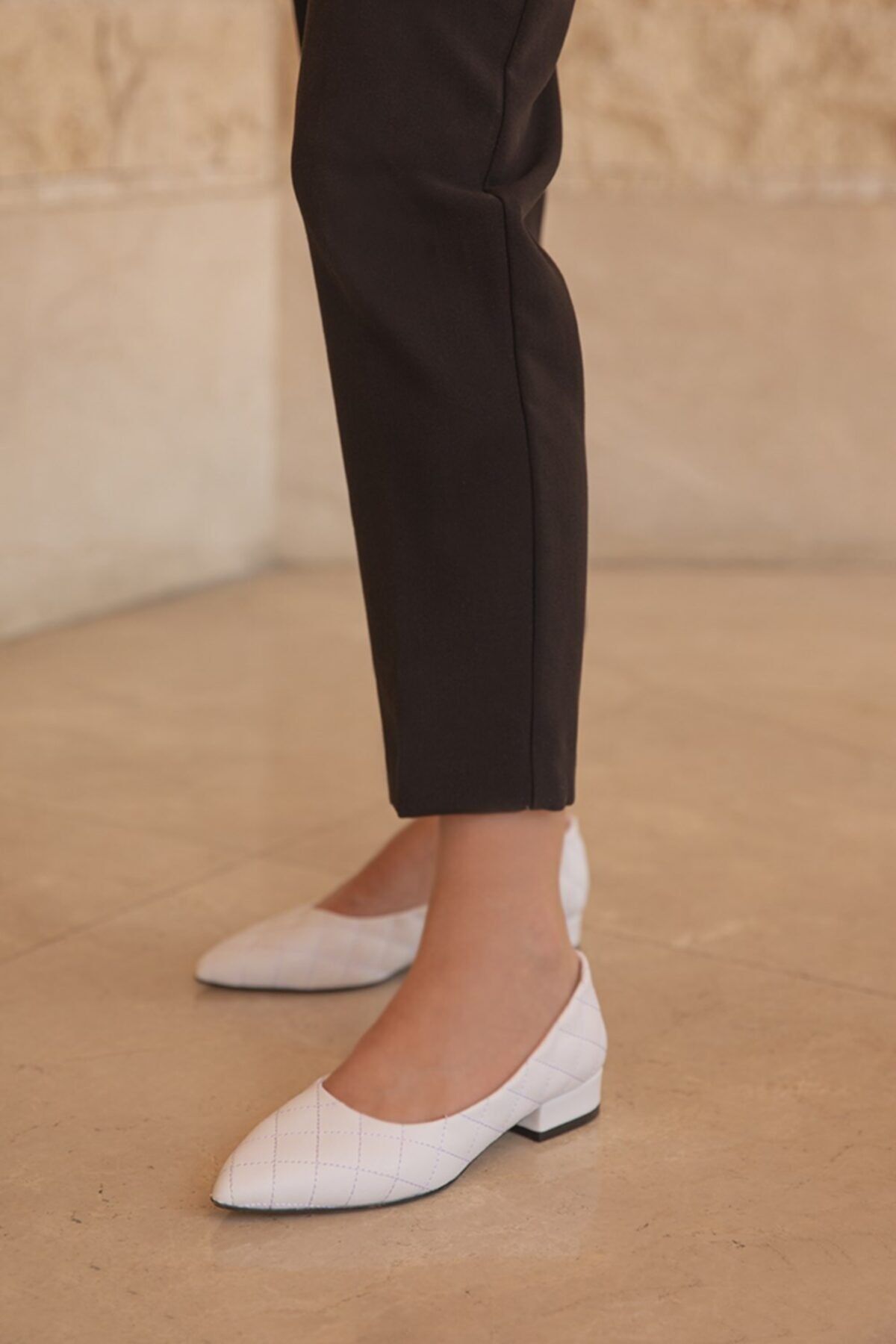 Straswans Worde Deri Topuklu Ayakkabı Beyaz