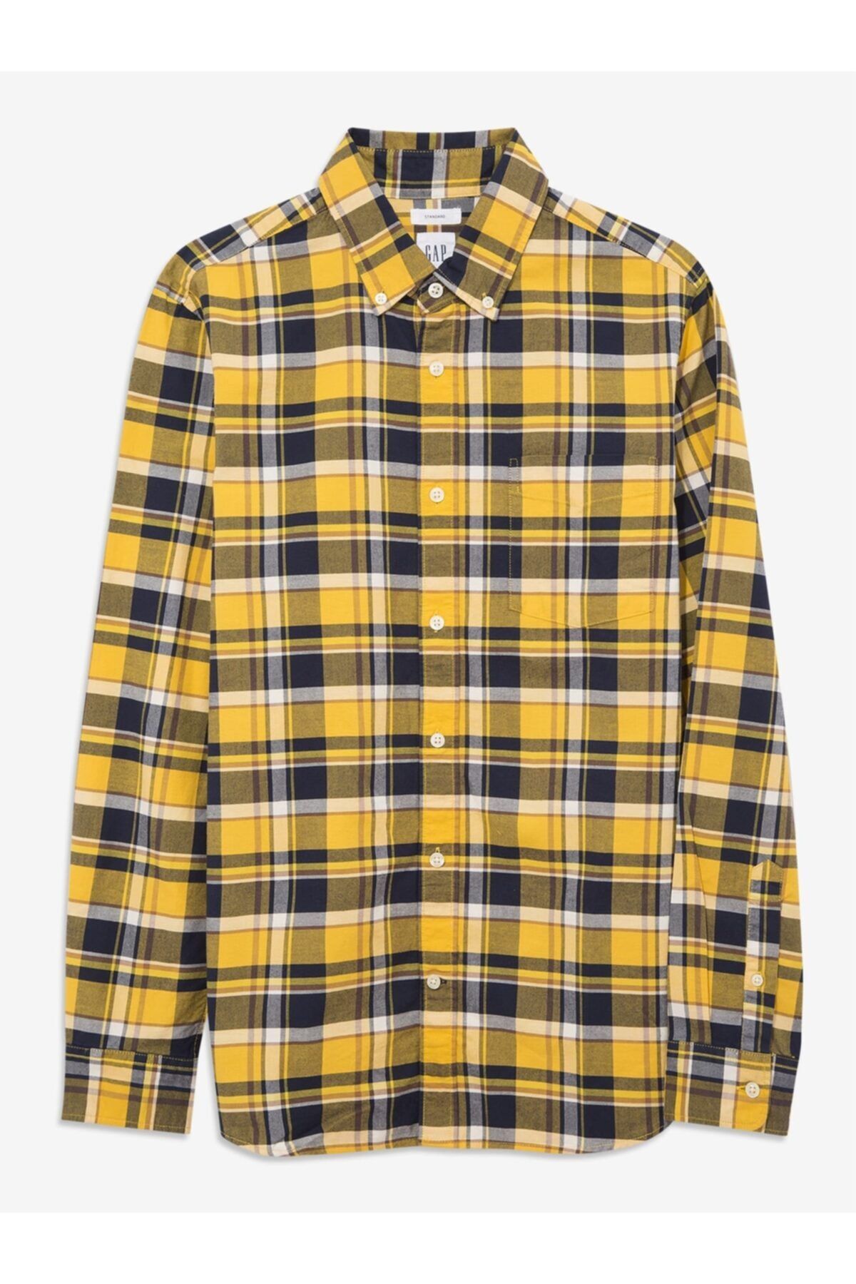 GAP Erkek Sarı Ekose Oxford Standard Fit Gömlek