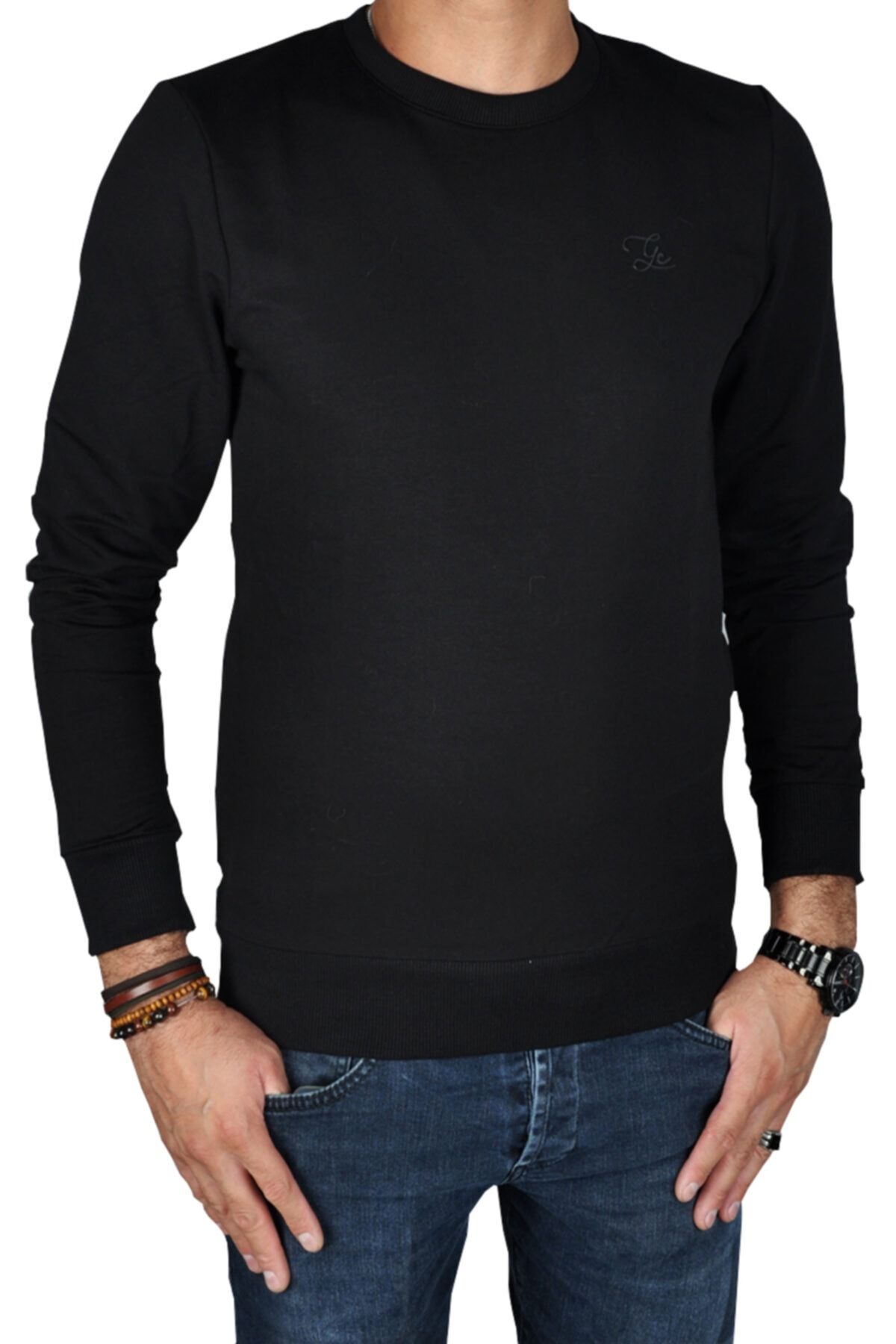 CoolPanda Erkek Uzun Kollu Sweatshirt Siyah St05