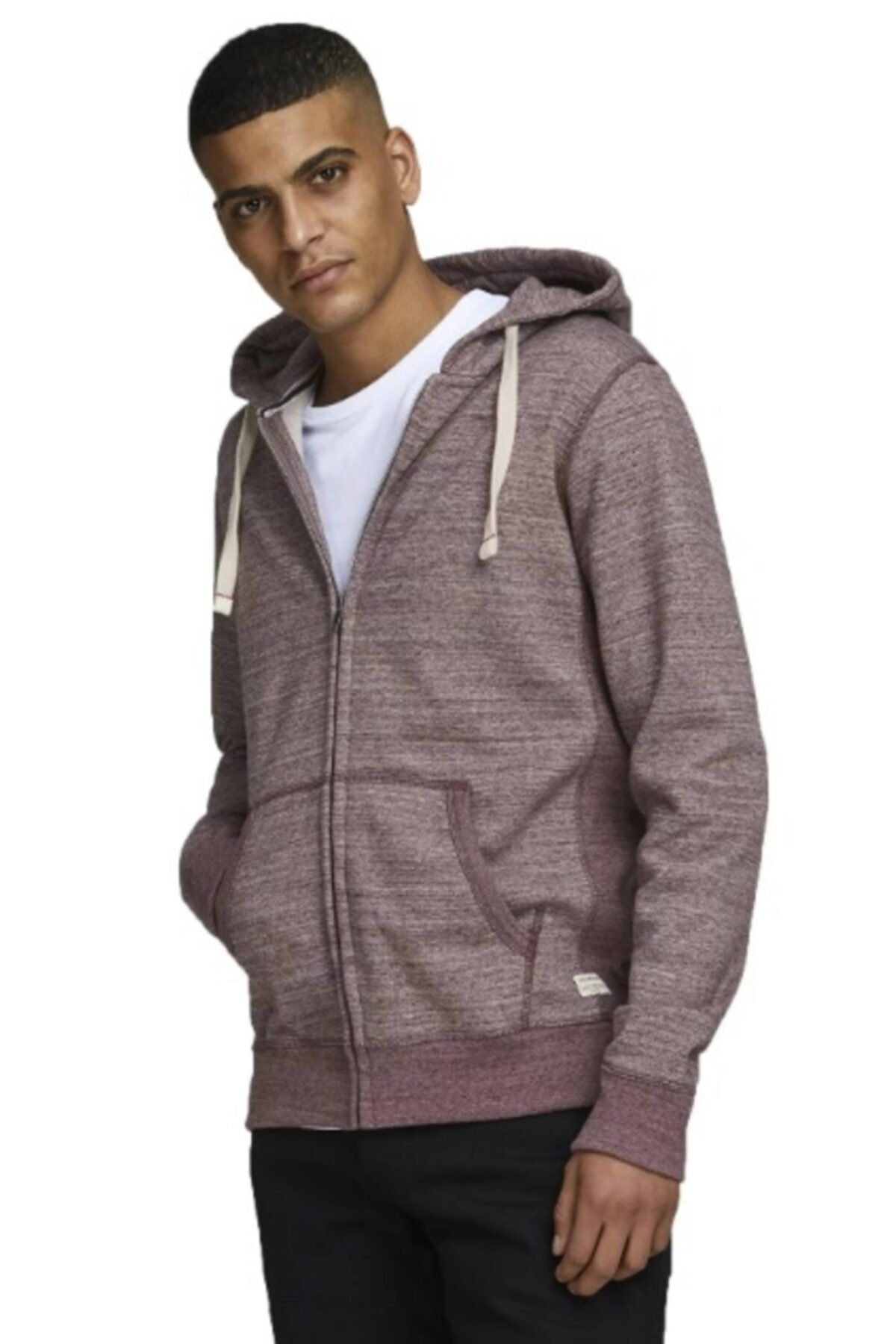 Jack & Jones Jack Jones Erkek Kapşonlu Fermuarlı Düz Renk Sweat 12136769