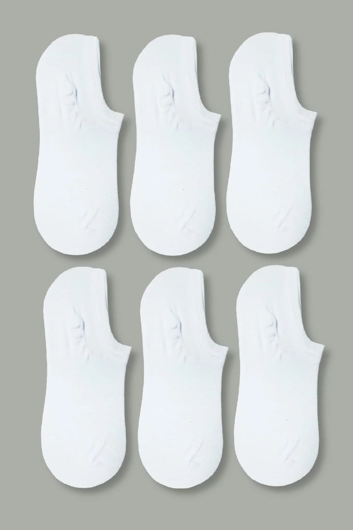 Evsay Erkek Beyaz Pamuklu Görünmez Spor Ayakkabı Çorabı 6 Çift