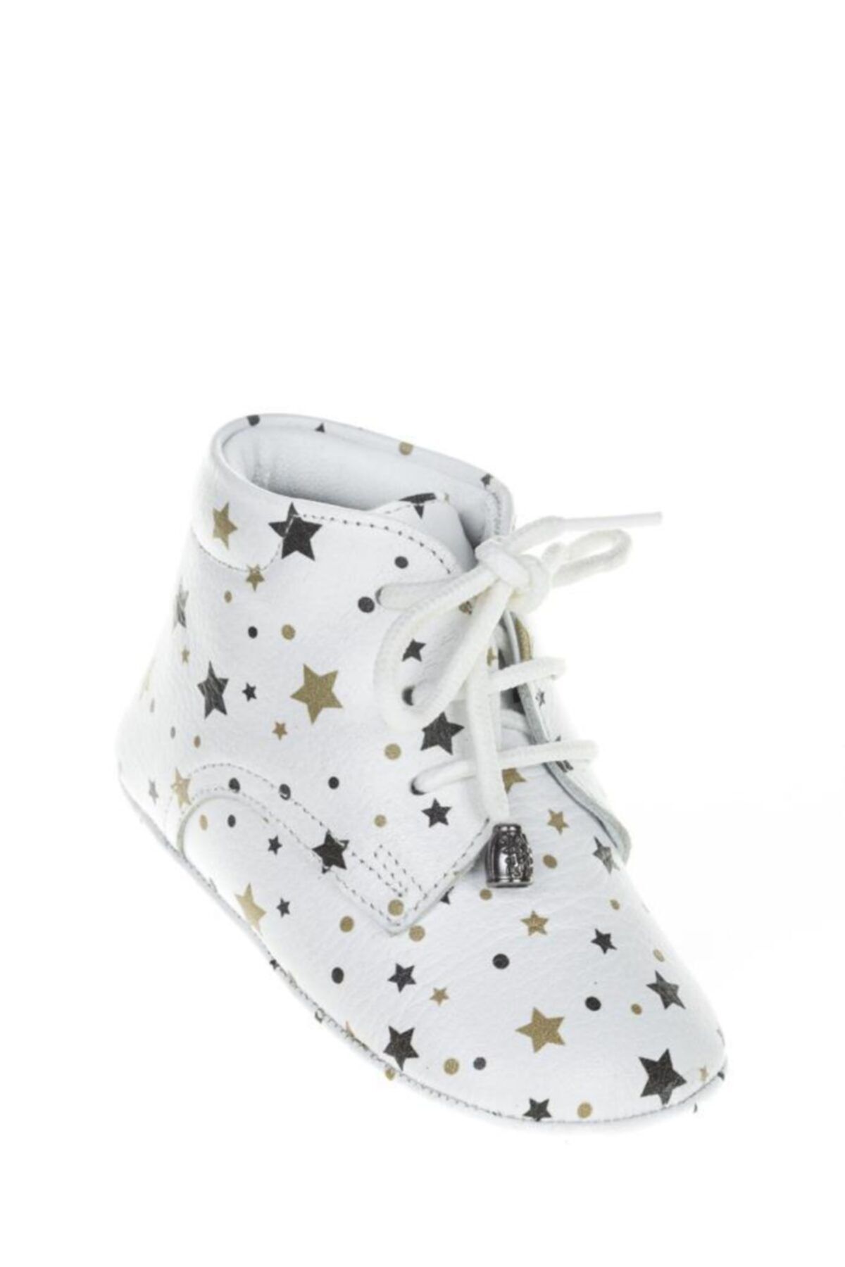 WSTARK Hakiki Deri Yıldızlı Beyaz Dört Mevsim Kız Erkek Bebek Makosen Patik Ilk Adım Ayakkabısı
