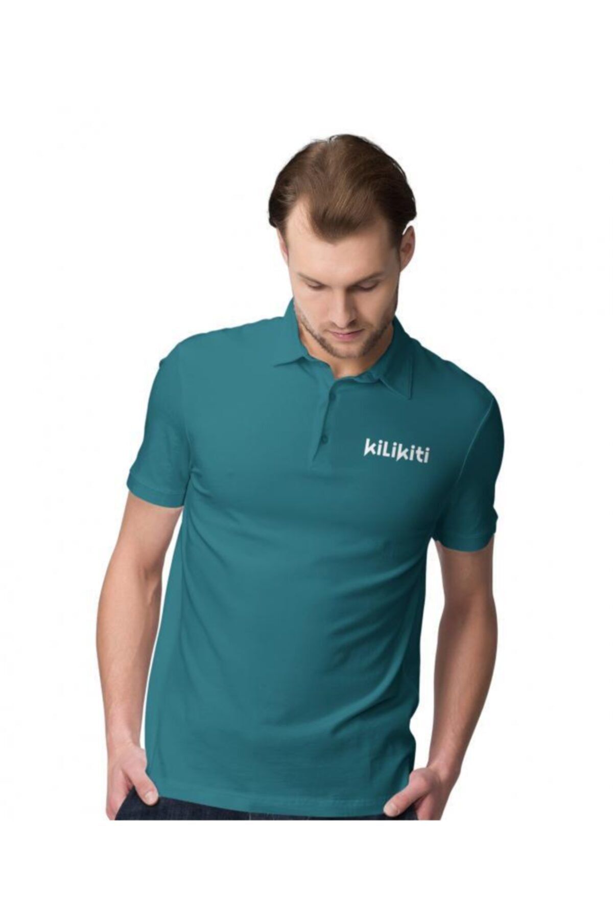 KİLİKİTİ Erkek Spor T-shirt Polo Yaka Petrol Yeşili