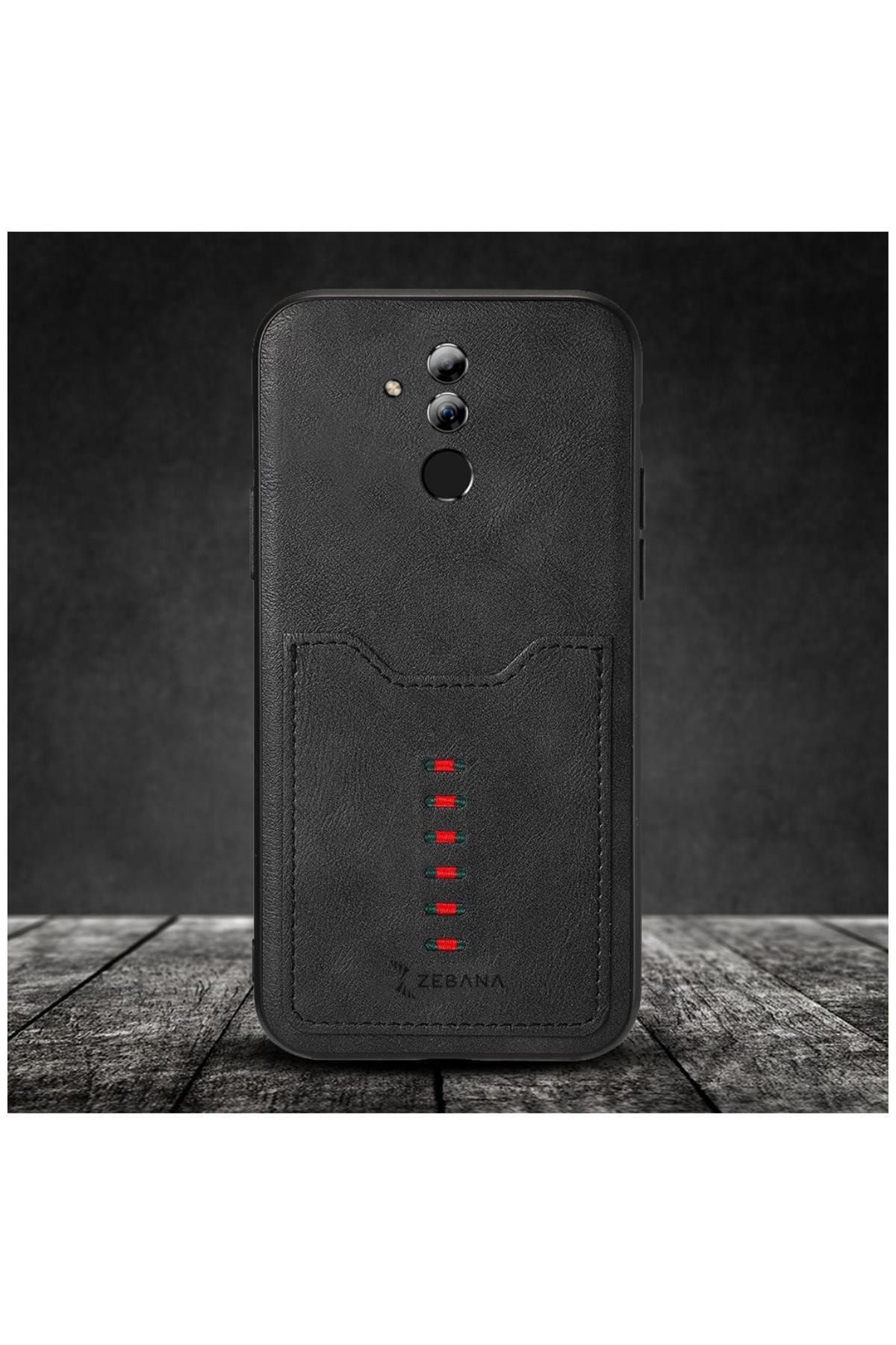 Dara Aksesuar Huawei Mate 20 Lite Uyumlu Telefon Kılıfı Zebana Chic Cepli Kılıf Siyah
