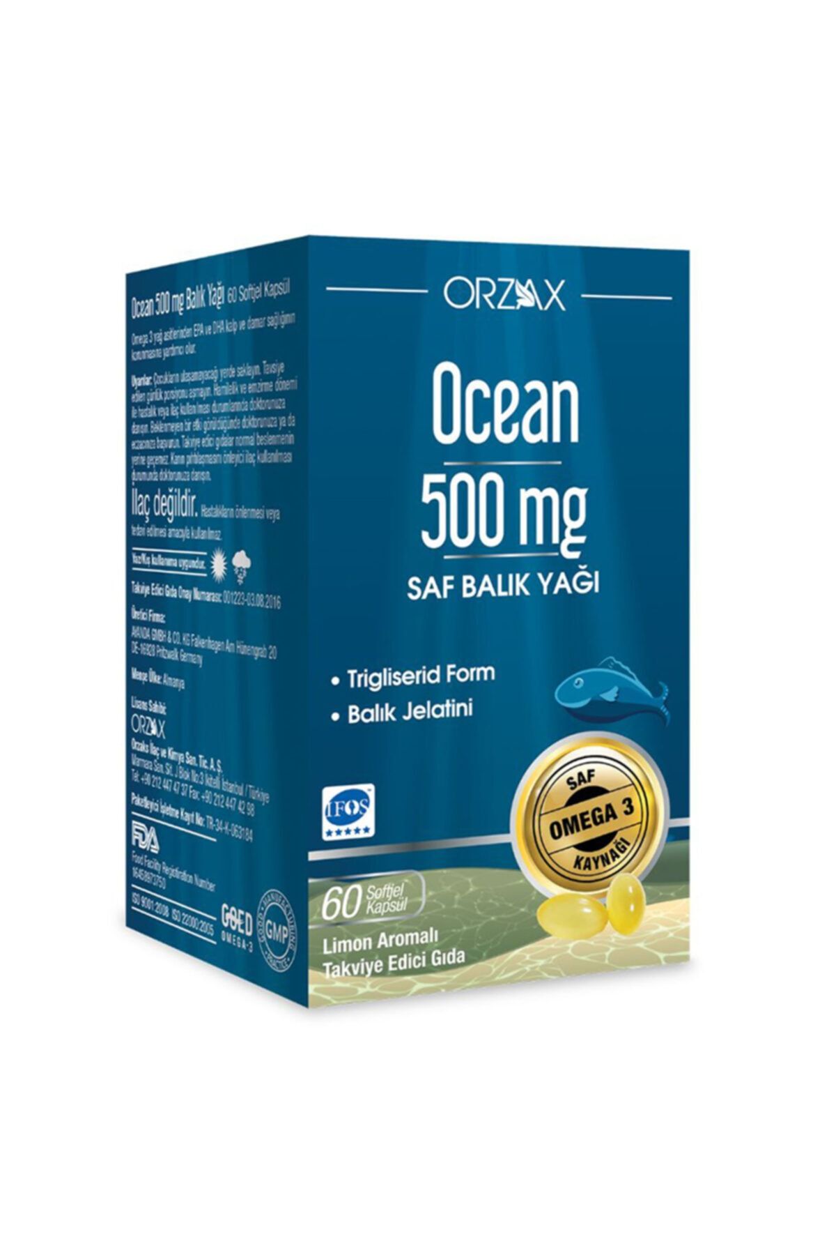 Ocean 500mg Omega-3 Balık Yağı 60 Kapsül