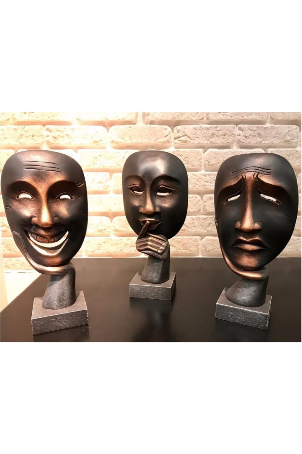 Gift Garden Tiyatro Mask Figürleri Özel Tasarım 3 Lü Takım
