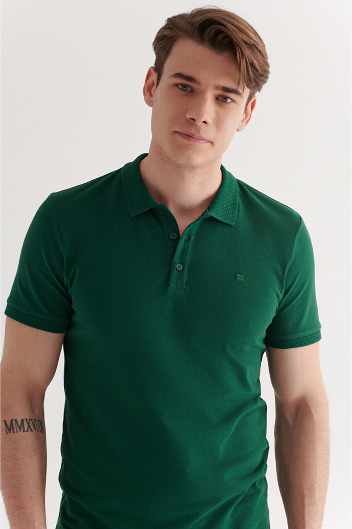 Avva Erkek Yeşil Polo Yaka Düz T-shirt  A11b1146