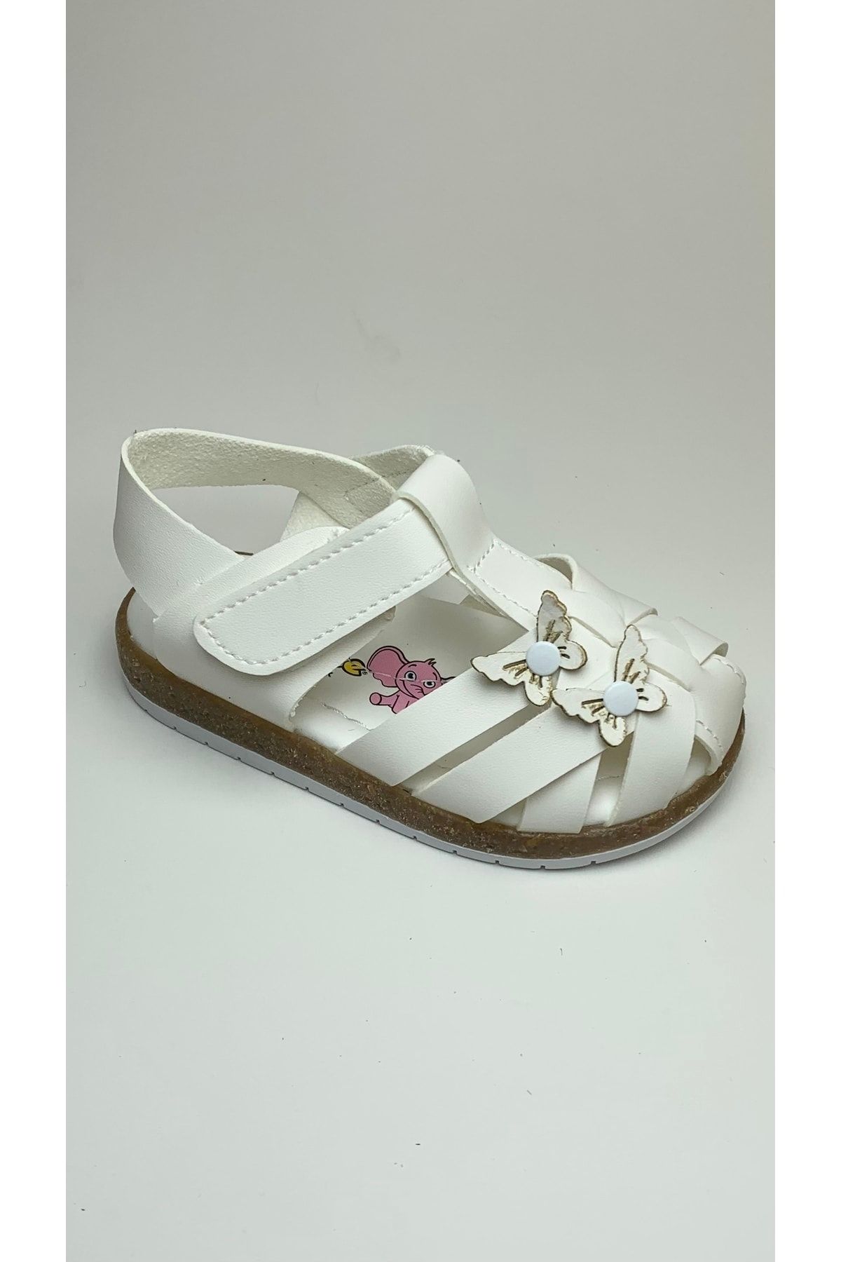 Şirin Bebe Şirinbebe Kız Çocuk Beyaz Ortopedik Sandalet Minik Kelebekli Konforlu Ve Cırtlı