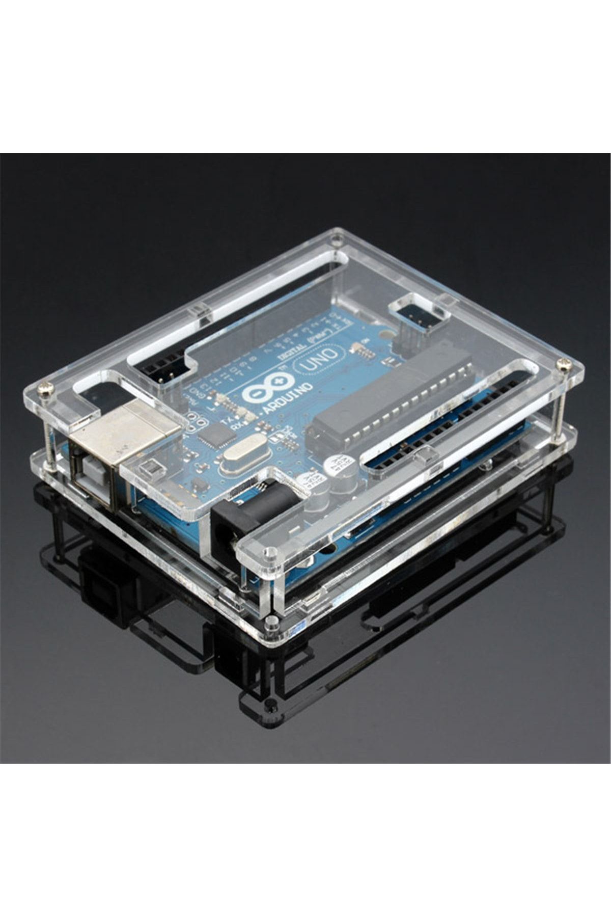 Genel Markalar Arduino Uno R3 Plastik Koruma Kutusu Vidalı Pleksi Kutu