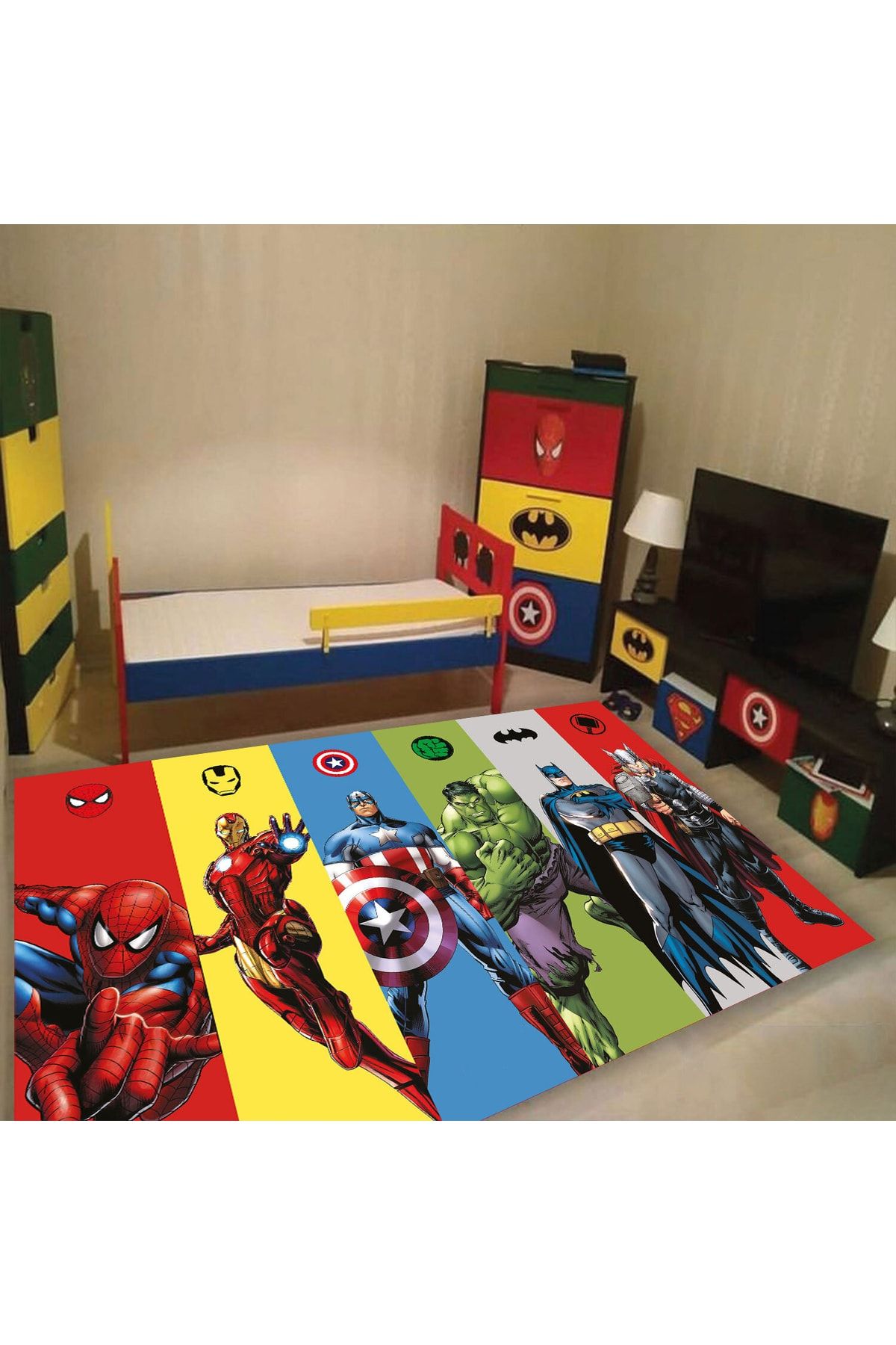 KuzgunHome Çocuk Odası Halısı Marvel Model Dot Taban Halı