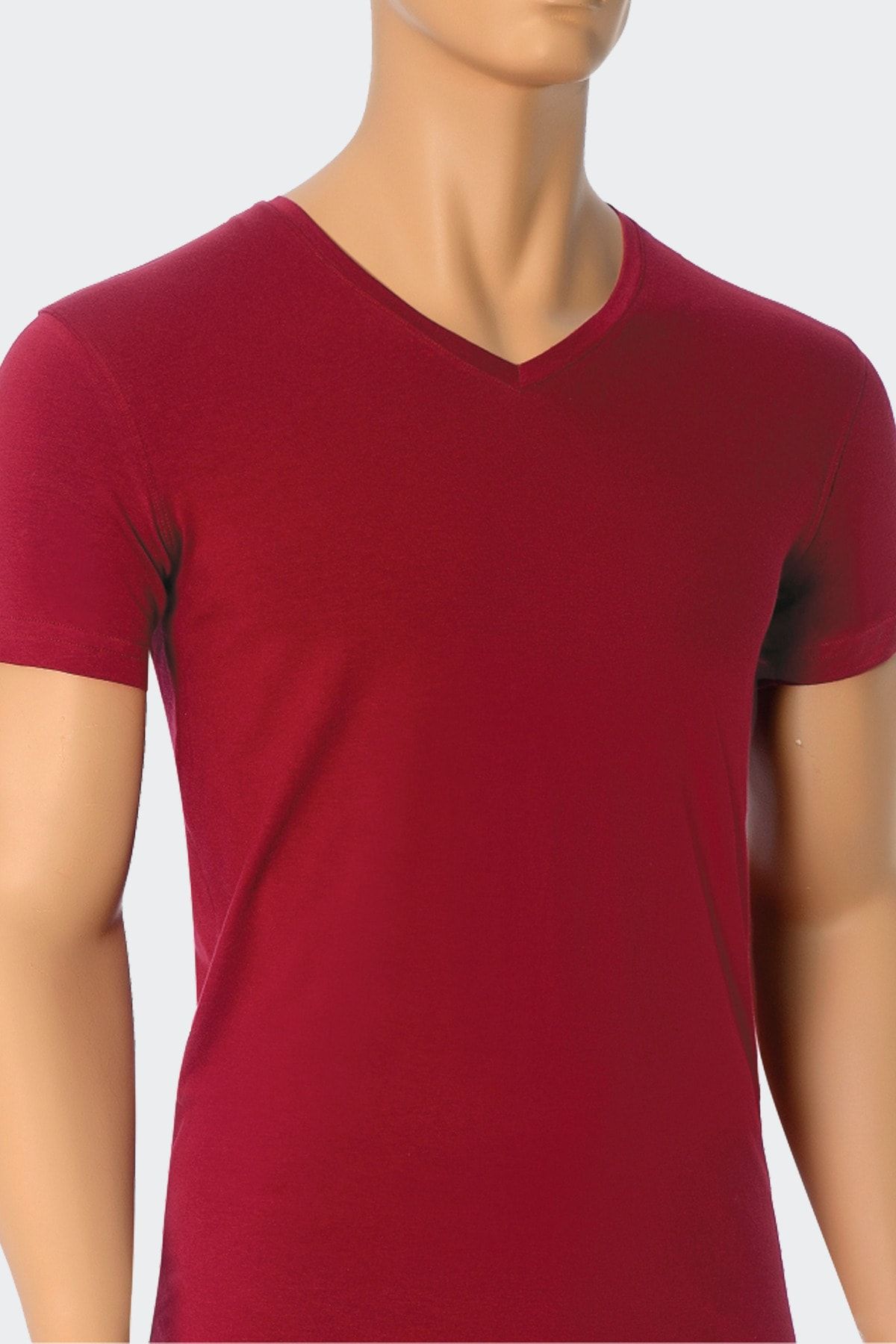 Öts 2'li Erkek Modal V Yaka T-shirt Kırmızı
