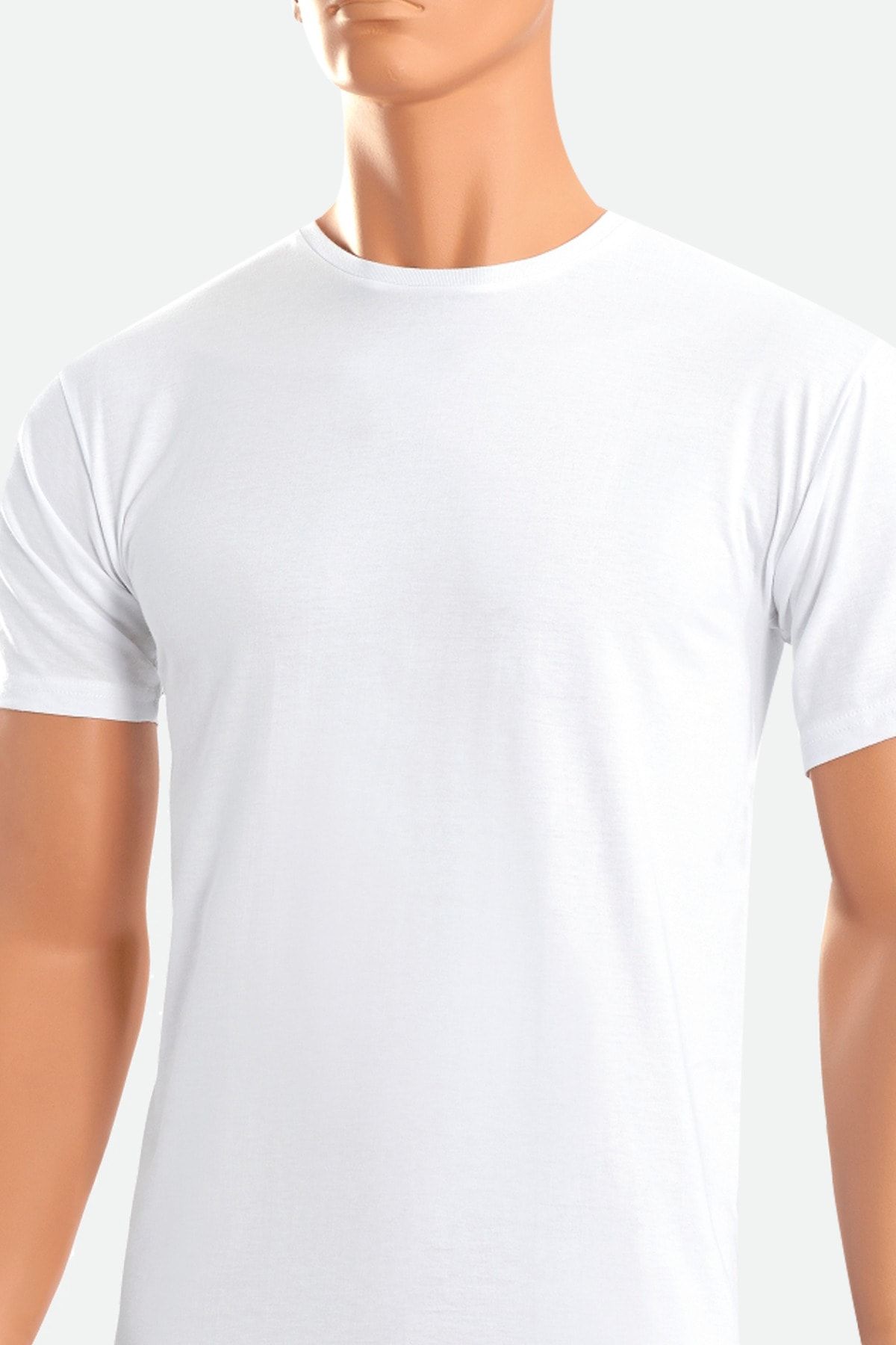 Öts 2'li Erkek Süprem Kapalı Yaka T-shirt Beyaz (%100 Pamuk)