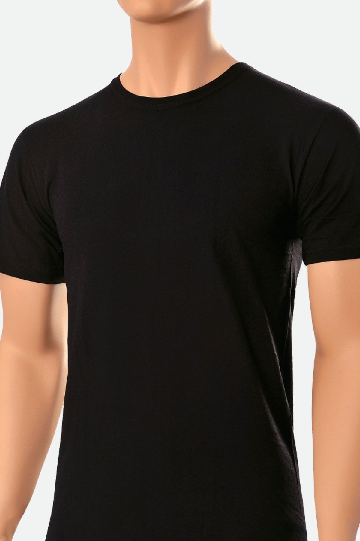Öts 2'li Erkek Süprem Kapalı Yaka T-shirt Siyah (%100 Pamuk)