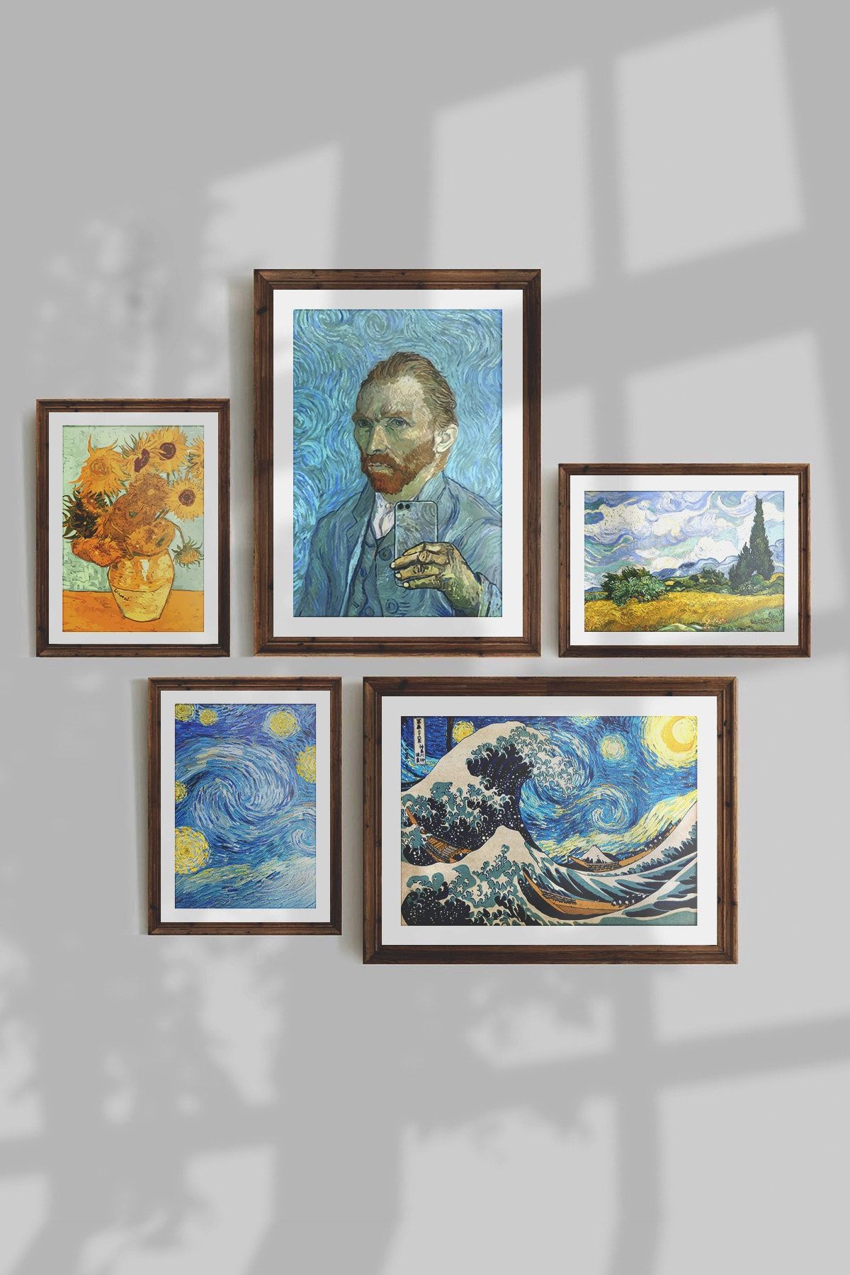 ÖZCANLAR ÇERÇEVE Van Gogh Tablo Sanatsal Ünlü Ressam Çerçeveli Çoklu Tablo Modern Çerçeveler Ev Dekoru