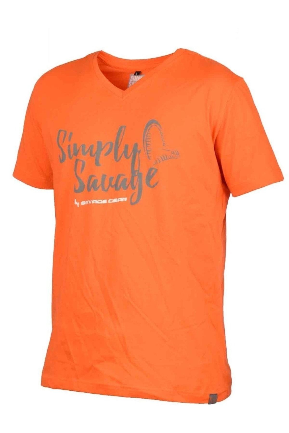 Savage Gear Simply Savage V-neck Tee Grey T-shirt -l