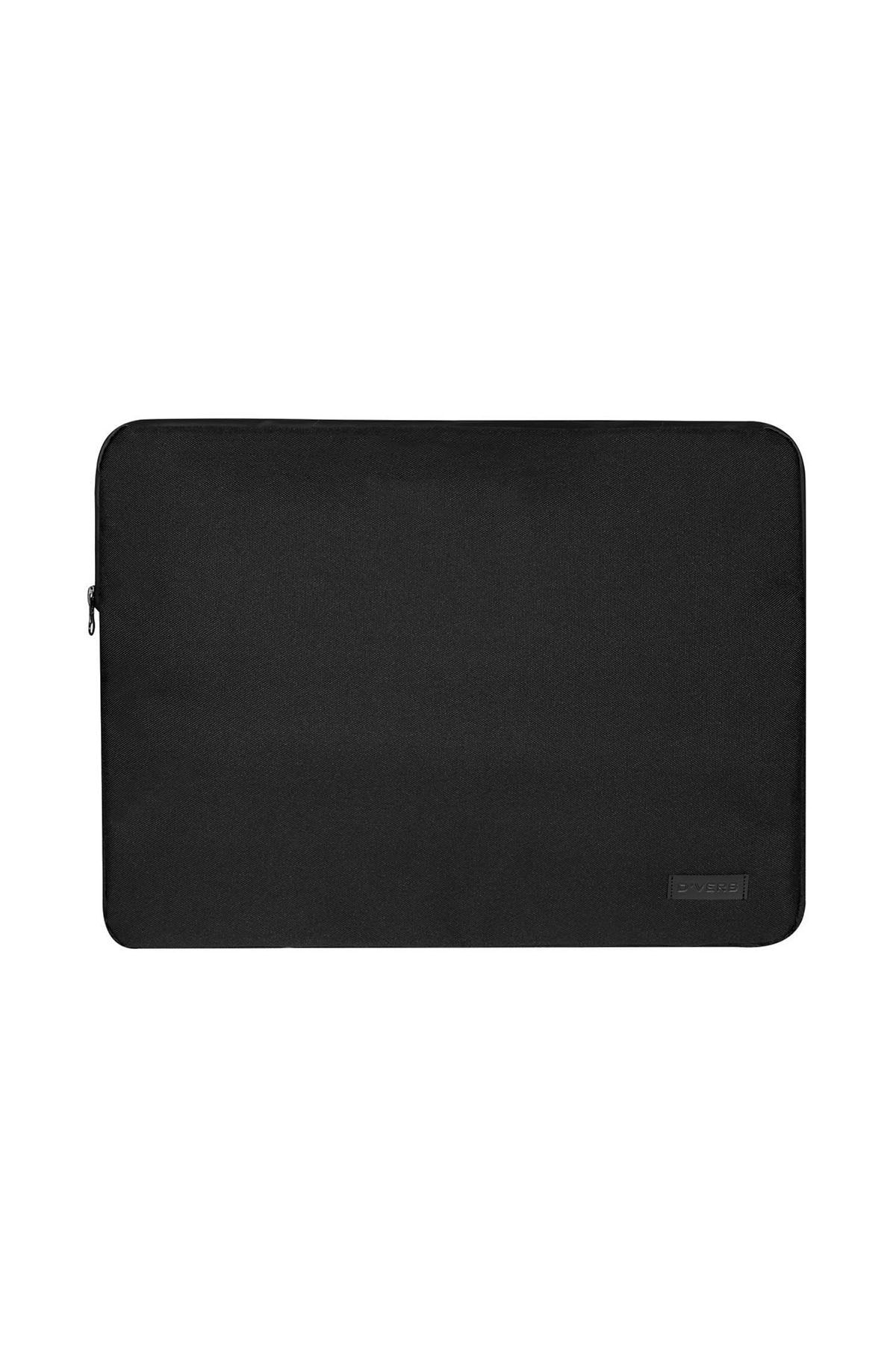 D'VERS Siyah Su Geçirmez Fermuar Detaylı Unisex 15-15,6 Inç Uyumlu Macbook Kılıf Notebook Laptop Çantası
