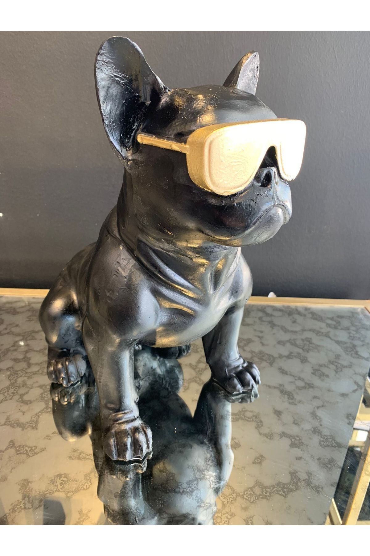 2Adam1Dekor - Ev Dekorasyon Polyester Gözlüklü Köpek 30 Cm