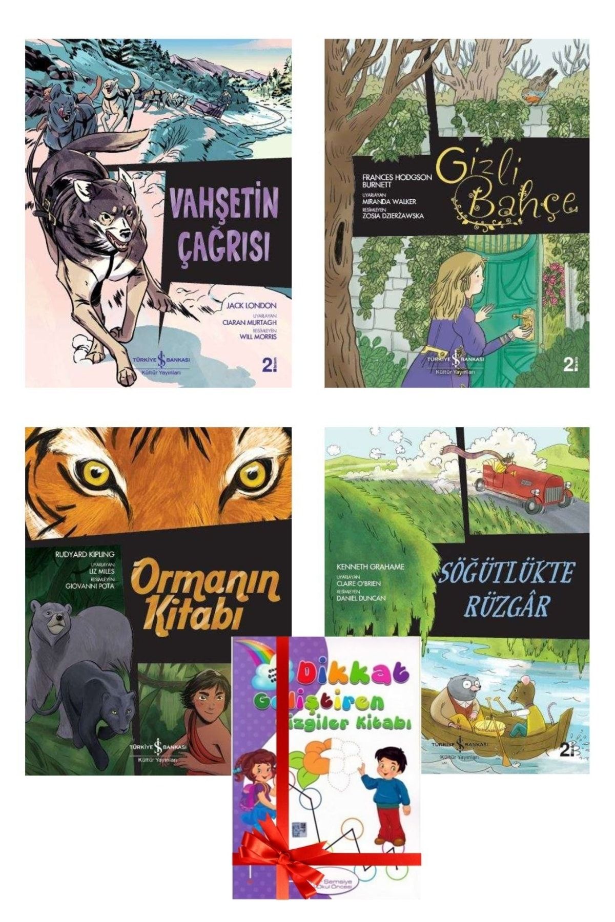 Türkiye İş Bankası Kültür Yayınları Çizgilerle Klasikler Serisi Vahşetin Çağrısı Gizli Bahçe  Ormanın Kitabı  5 Kitap Çocuk Seti
