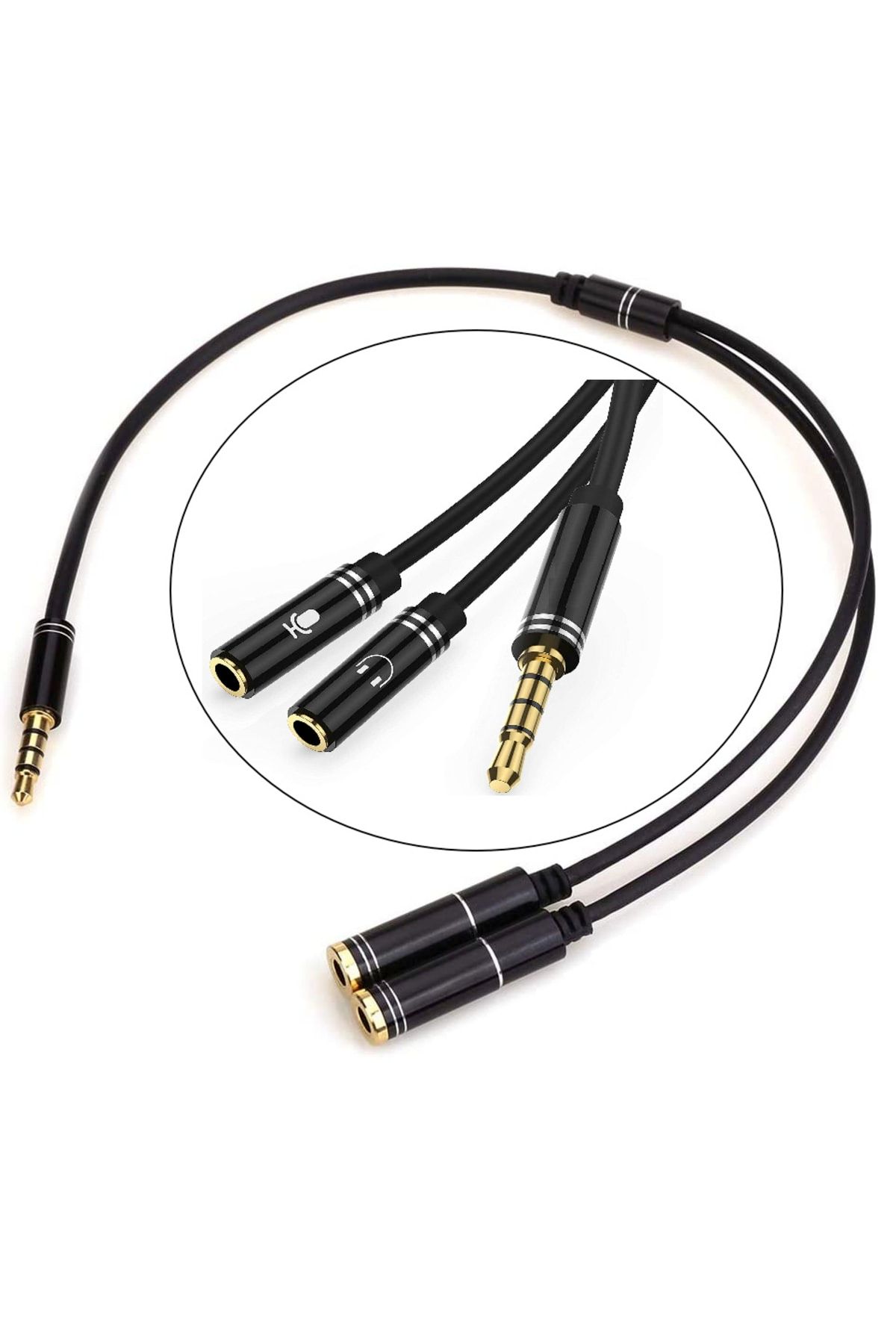aogo Kulaklık Mikrofon Birleştirici Kablo Aparat 3.5mm Erkek 2x3.5mm Dişi Kulaklık Mic Audio Y Splitter