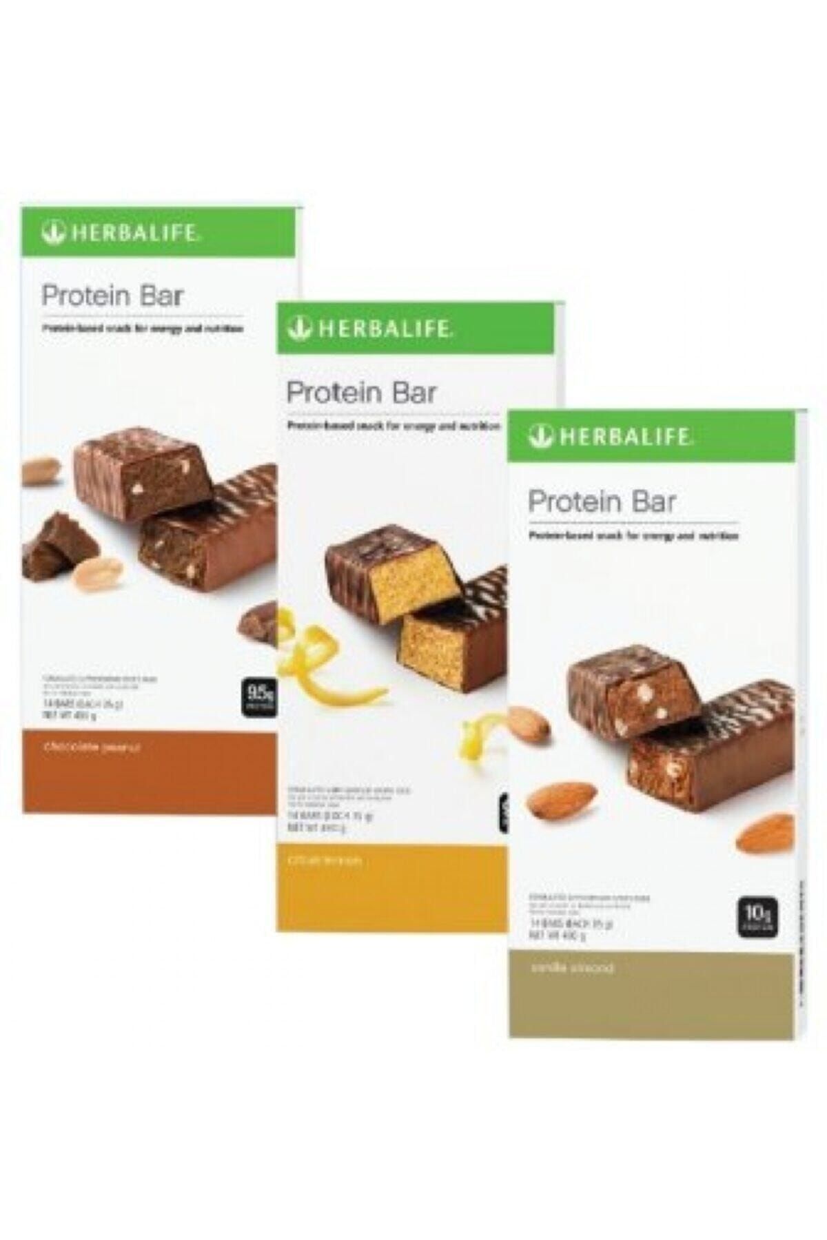Herbalife Protein Bar Çikolata Aromalı Yer Fıstıklı, Limonlu, Vanilya Aromalı Bademli 3x14'lü Paket