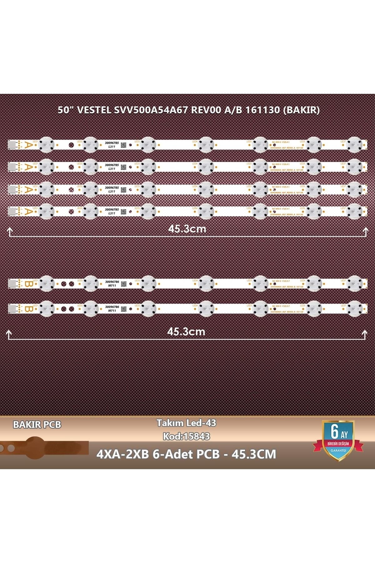 VESTEL ÇIKMA TAKIM LED-43 (4XA-2XB) 50 VESTEL SVV500A54A67 REV00 A/B 161130 (BAKIR)