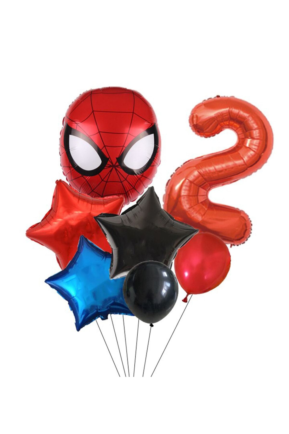 DİSNEY Lisanslı Spiderman Örümcek Adam Kırmızı Rakam Balonlu Balon Seti 7li