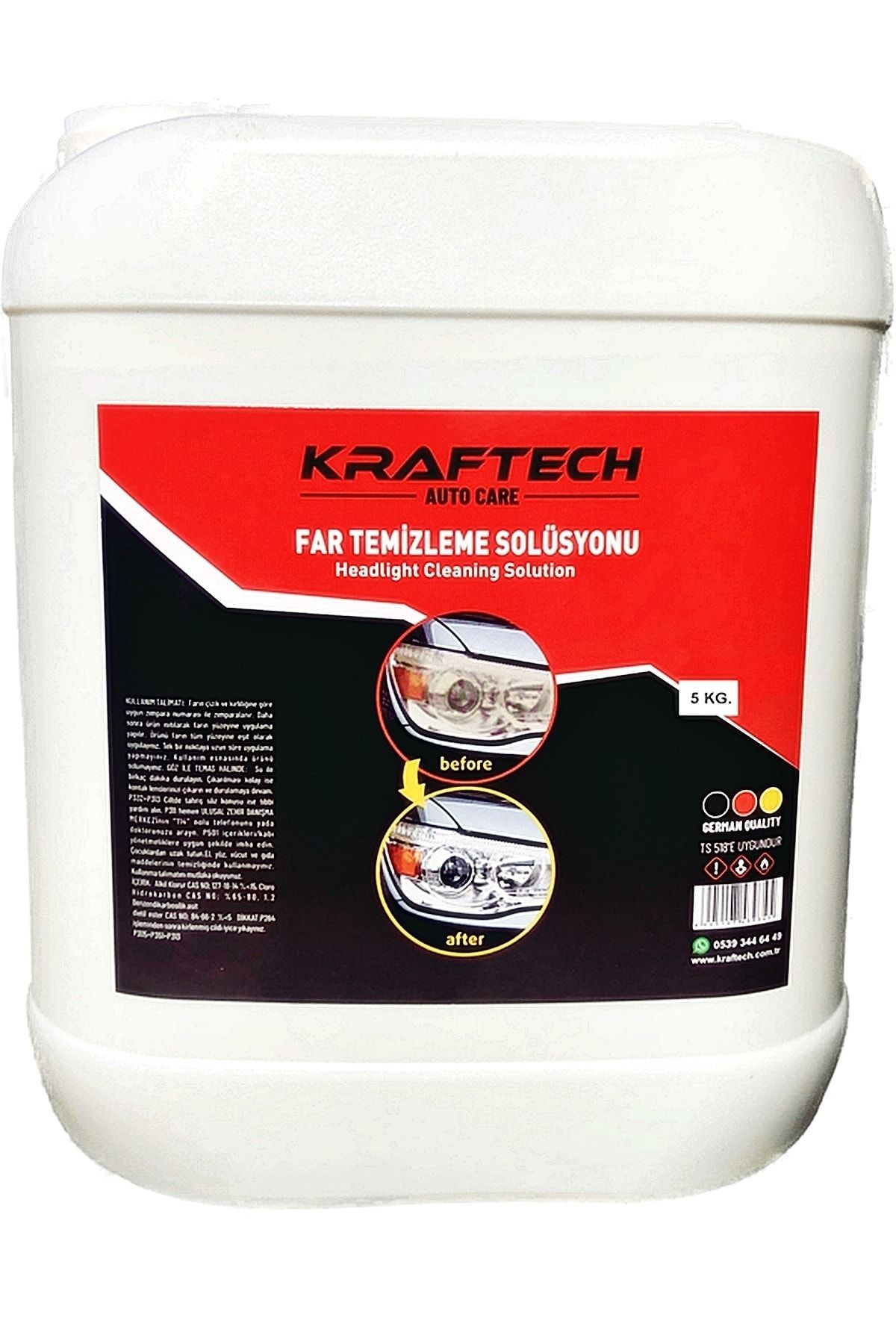 Kraftech Yeni Nesil Buharlı Far Temizleme Sıvısı Far Parlama Solüsyonu Kloroform 5 Kg