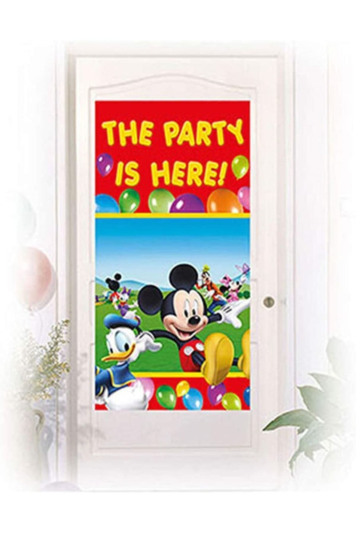 Mickey Mouse Parti Burada Doğum Günü Duvar Veya Kapı Afişi Giriş Bannerı Işareti 152cm X 76cm_0
