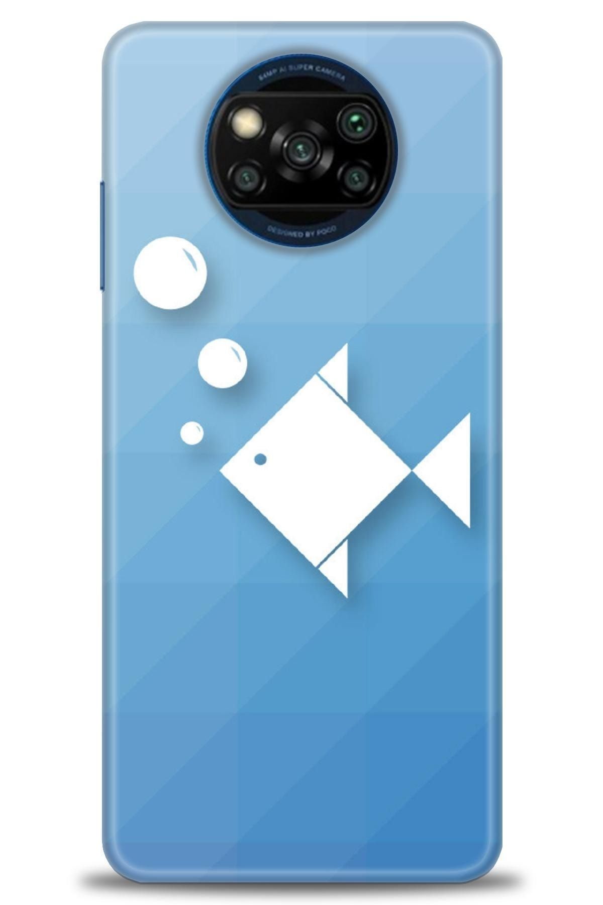 Genel Markalar Xiaomi Poco X3 Nfc Kılıf Hd Baskılı Kılıf - Fish Minimalism + Nano Micro Ekran Koruyucu