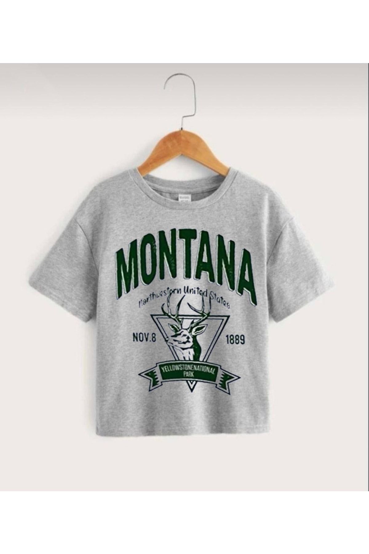 AFROKİDS Çocuk Unisex Oversize Gri Montana Baskılı T-shirt