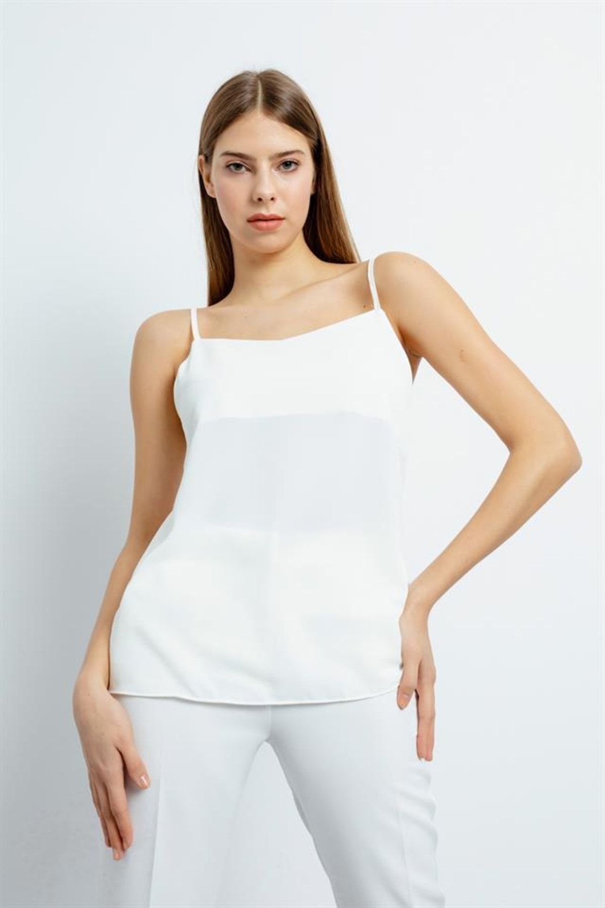 Lafaba Kadın Beyaz Askılı Bluz