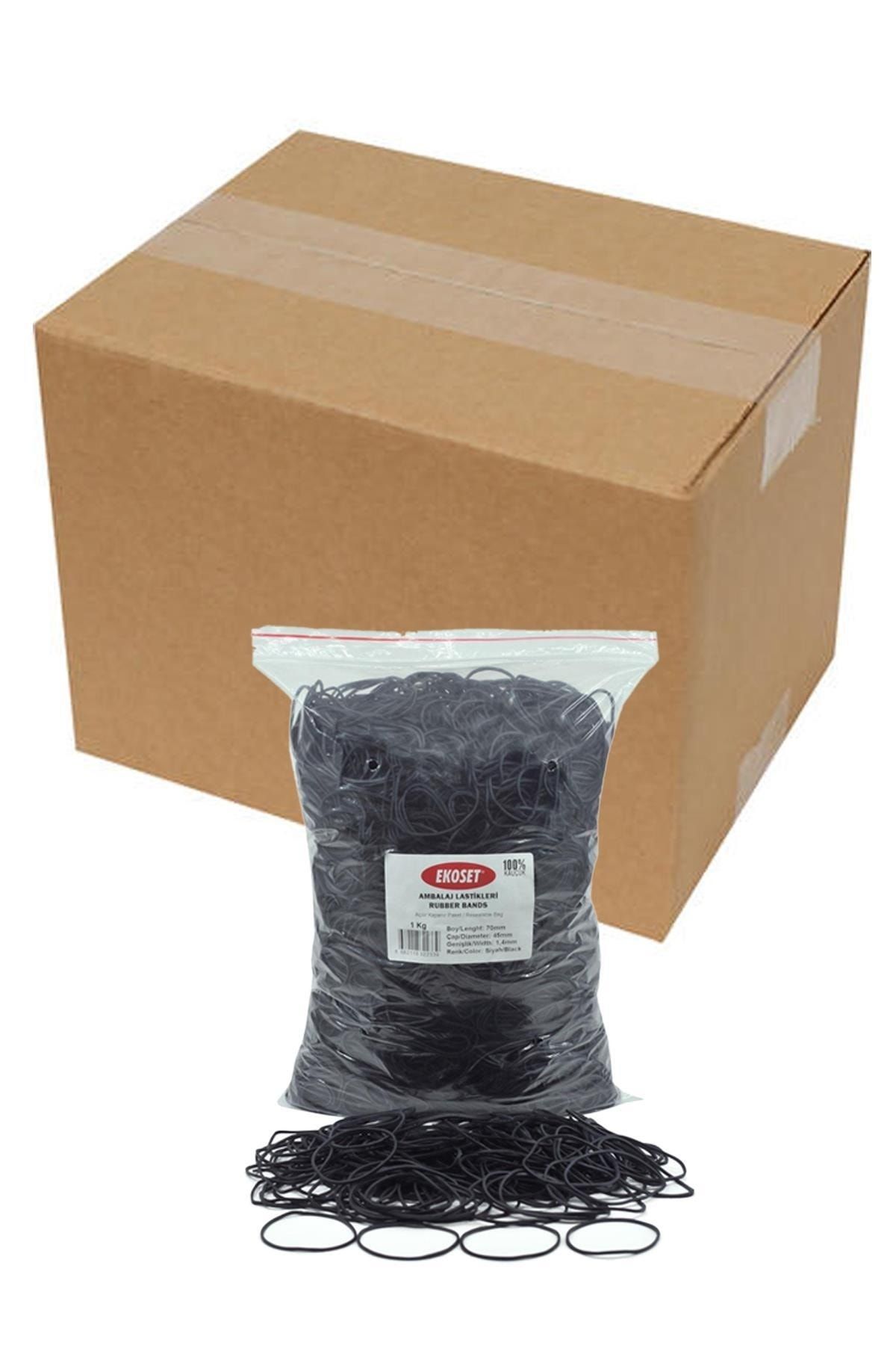 ekoset 70mm Siyah Renkli Kauçuk Paket Ambalaj Lastiği 12kg Koli