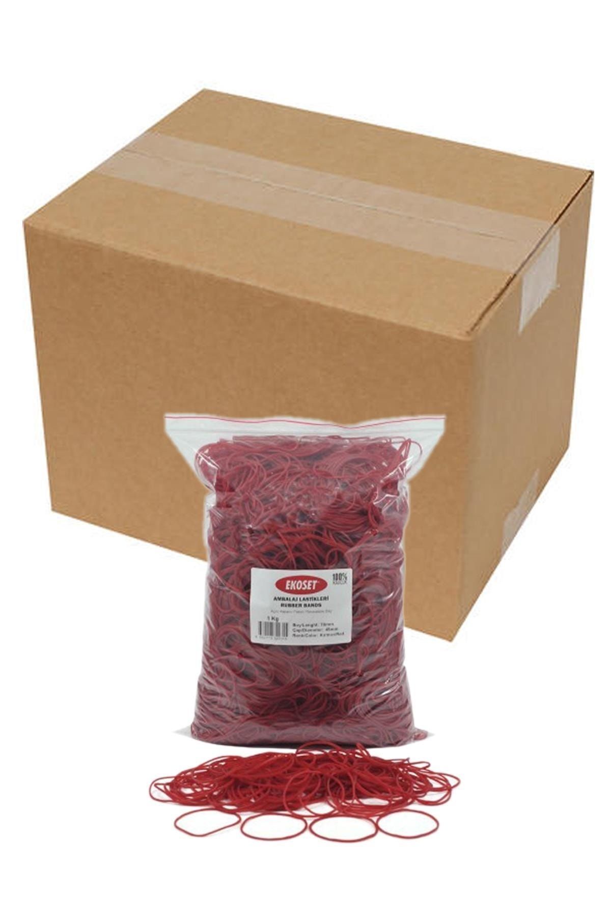 ekoset 70mm Kırmızı Renkli Kauçuk Paket Ambalaj Lastiği 12kg Koli