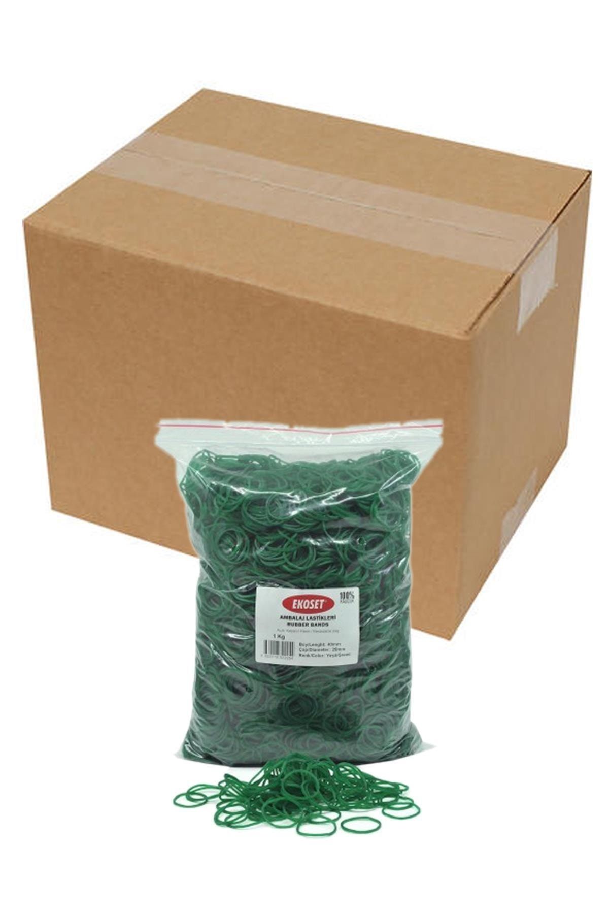 ekoset 40mm Yeşil Renkli Kauçuk Paket Ambalaj Lastiği 12kg Koli