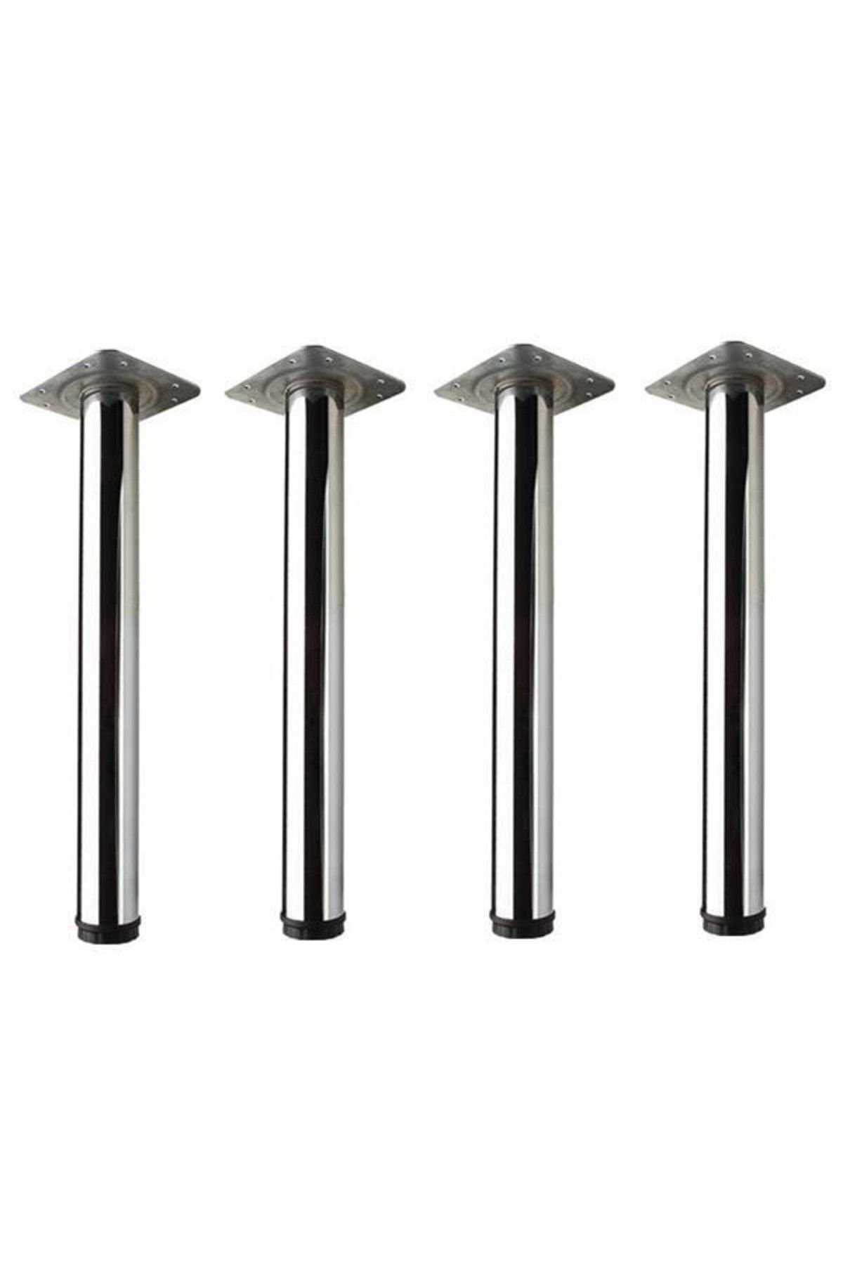 EYM 4 Adet Sehpa Ayağı 41 Cm Ayarlı Krom Mobilya Ayak Çap : 60 Mm