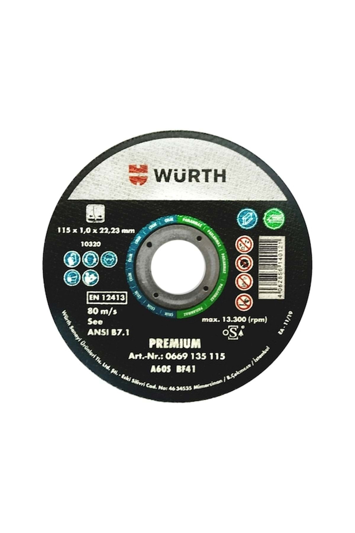 Würth Kesme Taşı, Paslanmaz Çelik Için Premium