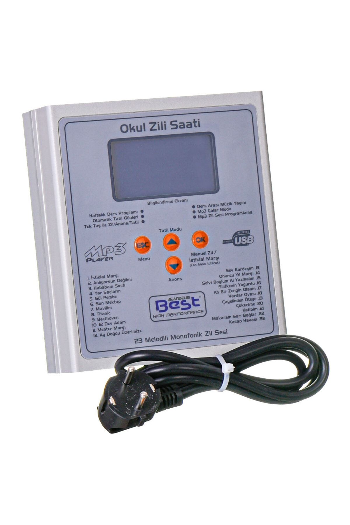 Best Usb Girişli Programlanabilir Okul Zil Saati Aos-100u