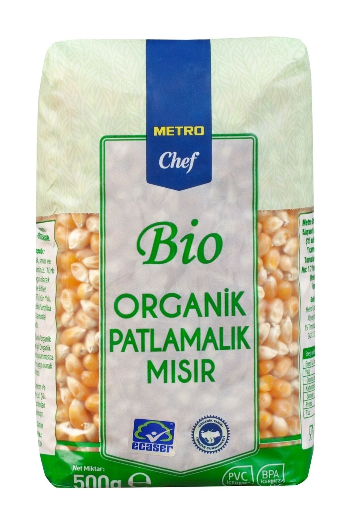 Metro Chef Bio Organik Popcorn - 500g