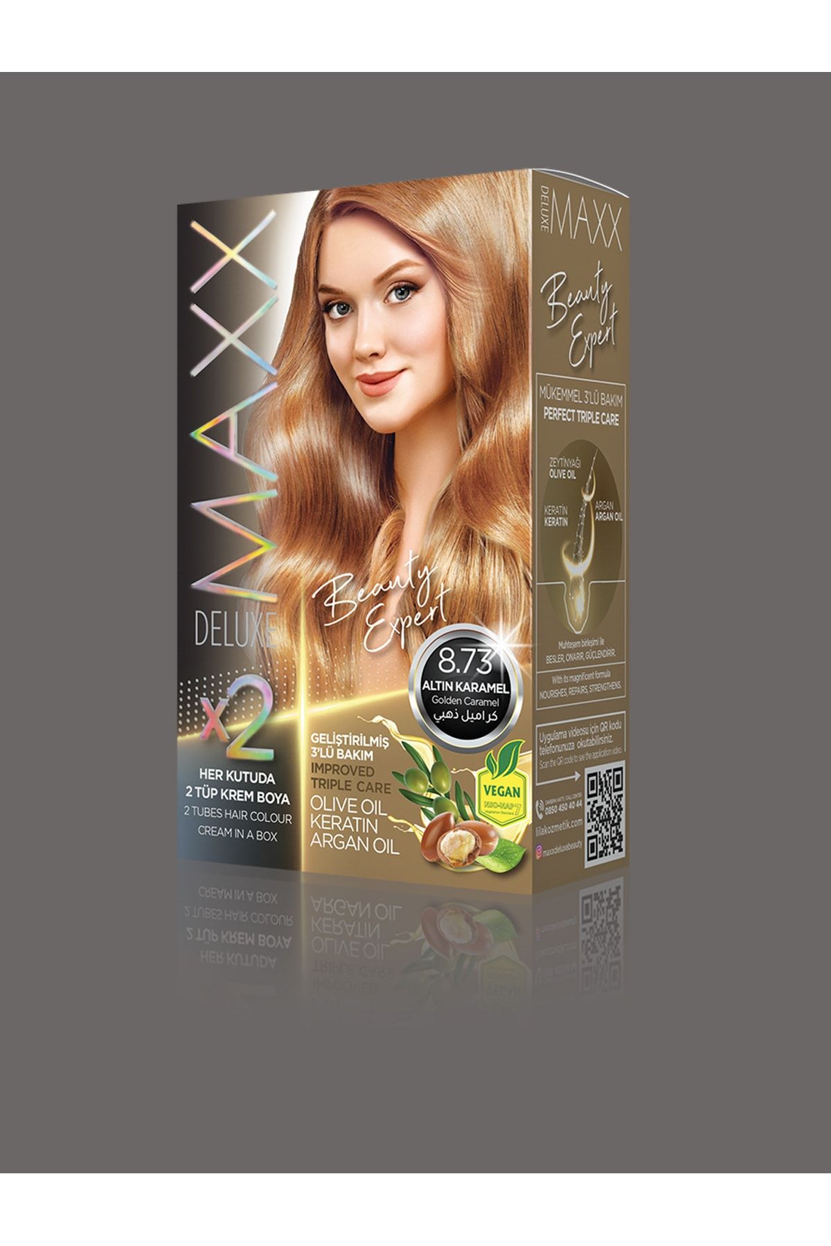MAXX DELUXE Maxx Beauty Expert Set Saç Boyası Altın Karamel 8.73
