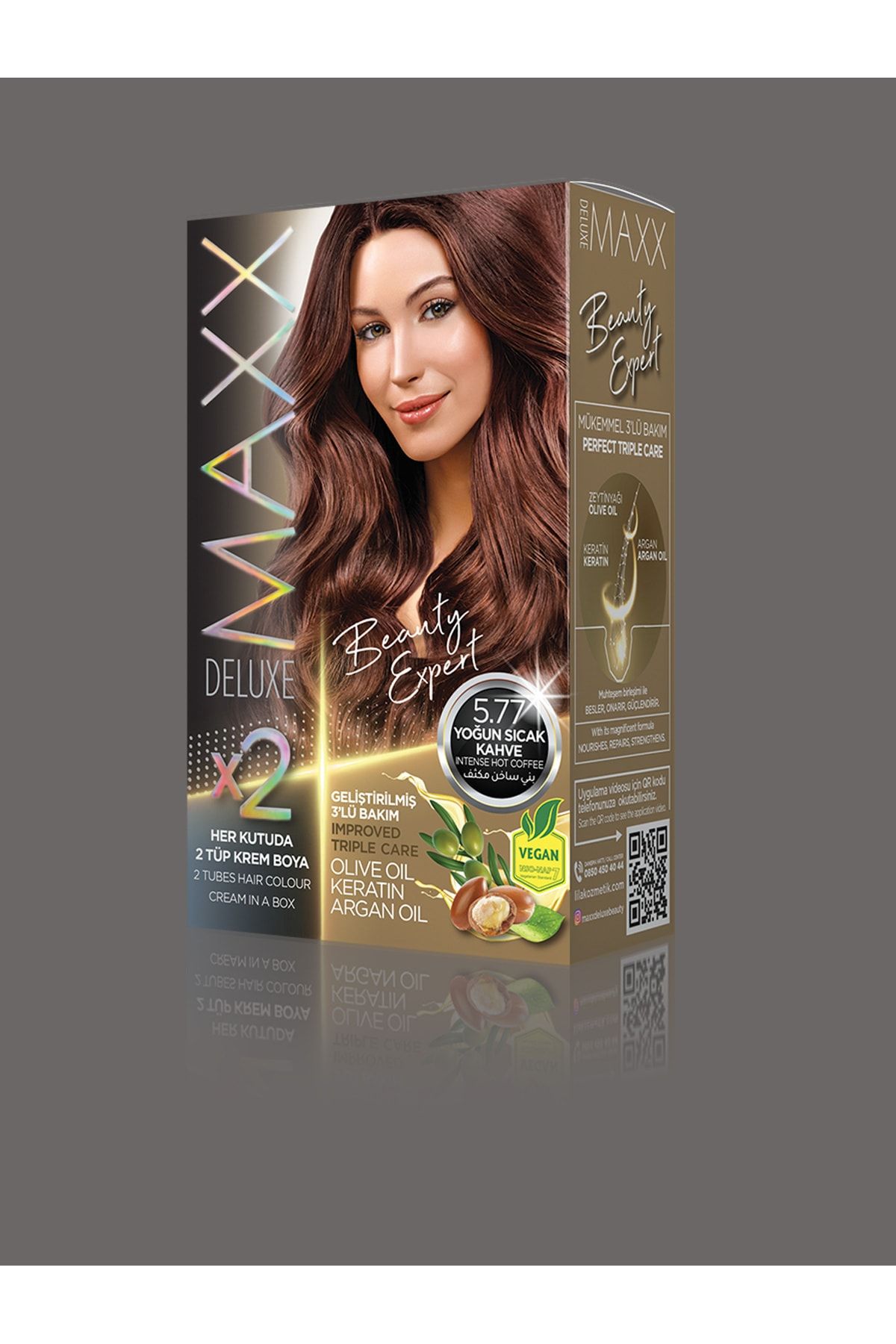 MAXX DELUXE Maxx Beauty Expert Set Saç Boyası Yoğun Sıcak Kahve 5.77