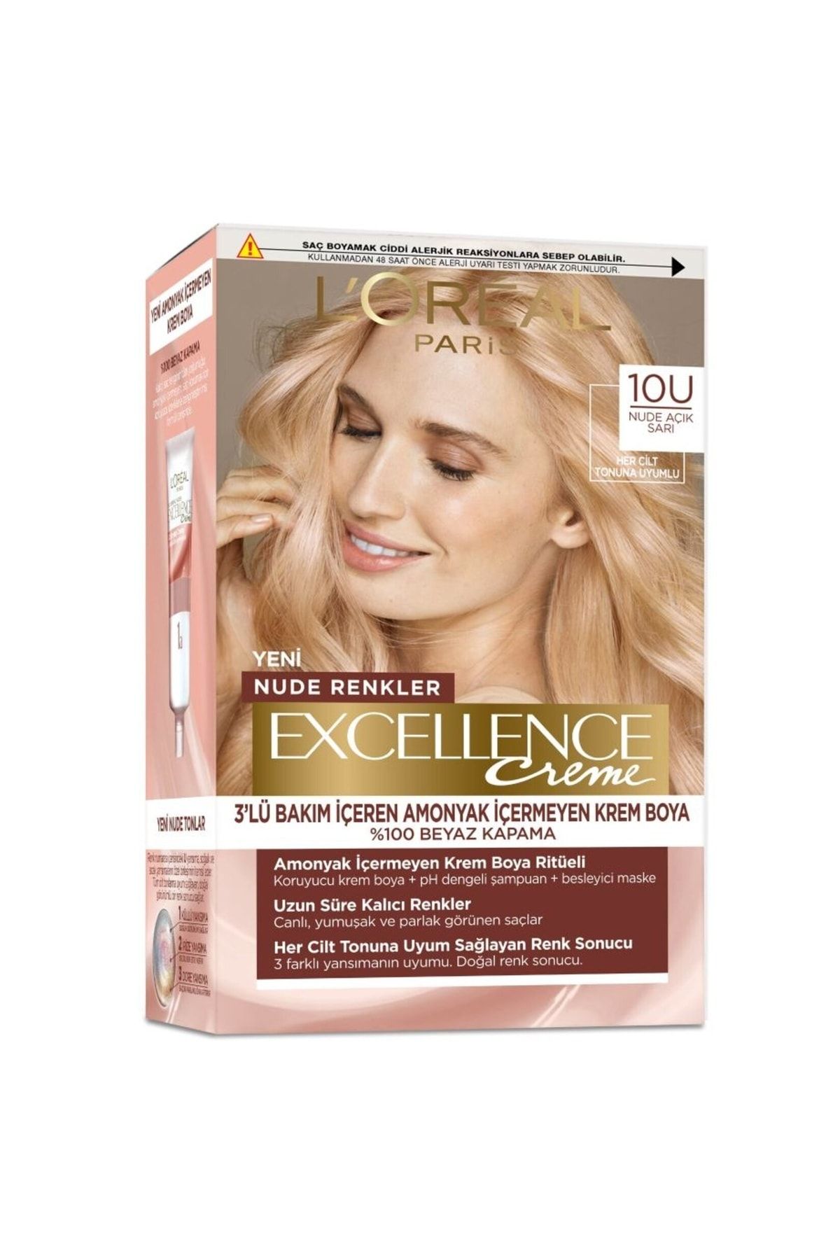 Excellence Creme Saç Boyası Nude Açık Sarı 10u