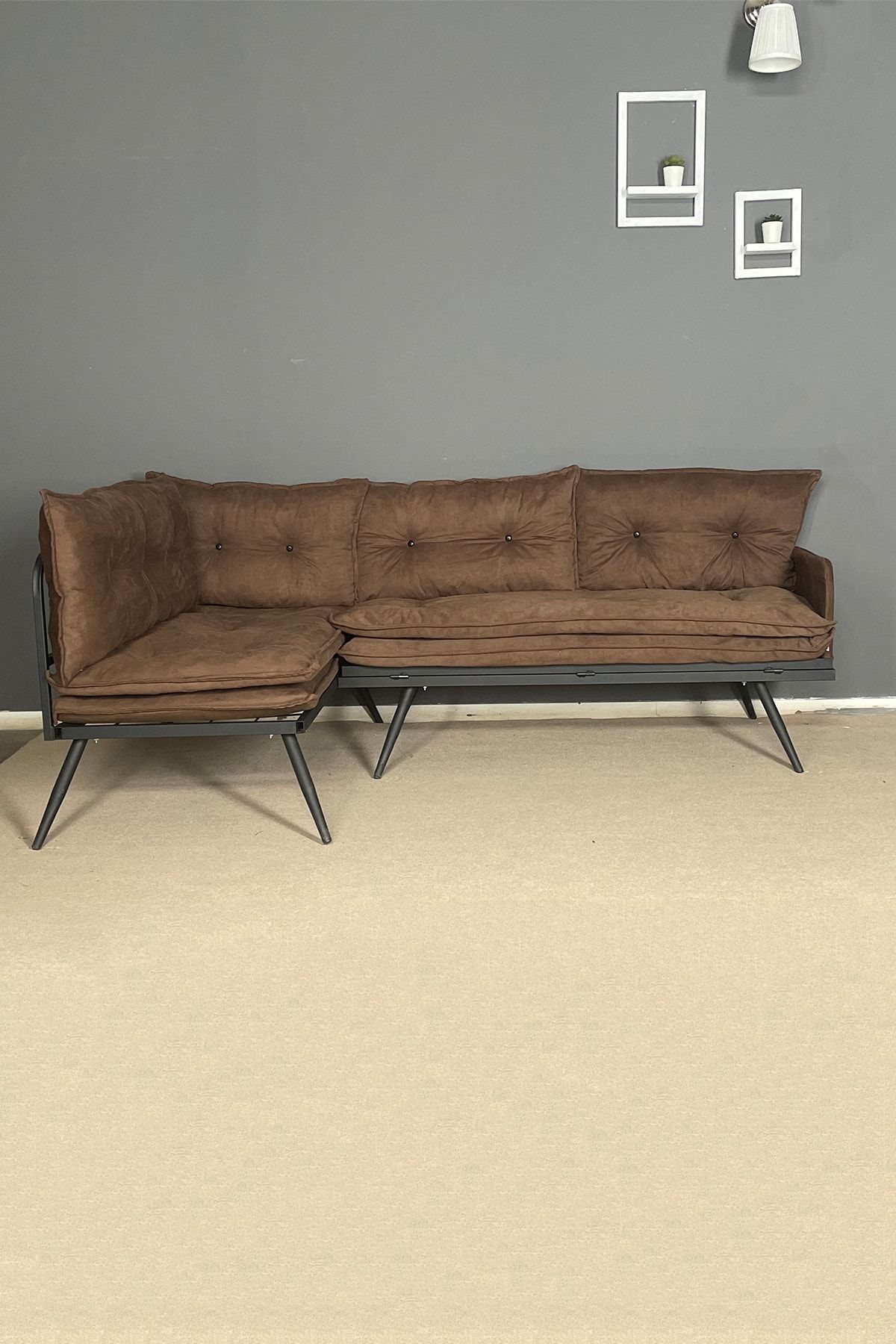 Berta Concept L-fold Yataklı Sol Köşe Takımı Kahverengi