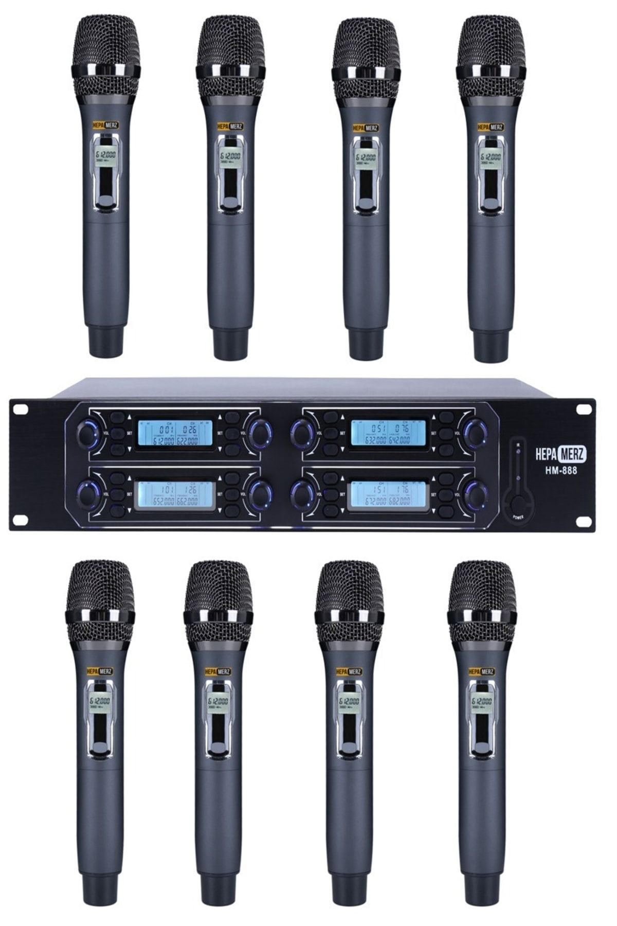 Hepa-Merz Hepa Merz Hm-888e Dijital Uhf 8'li Kablosuz El Mikrofonu Seti Telsiz Mikrofon (8 Adet El Tipi)